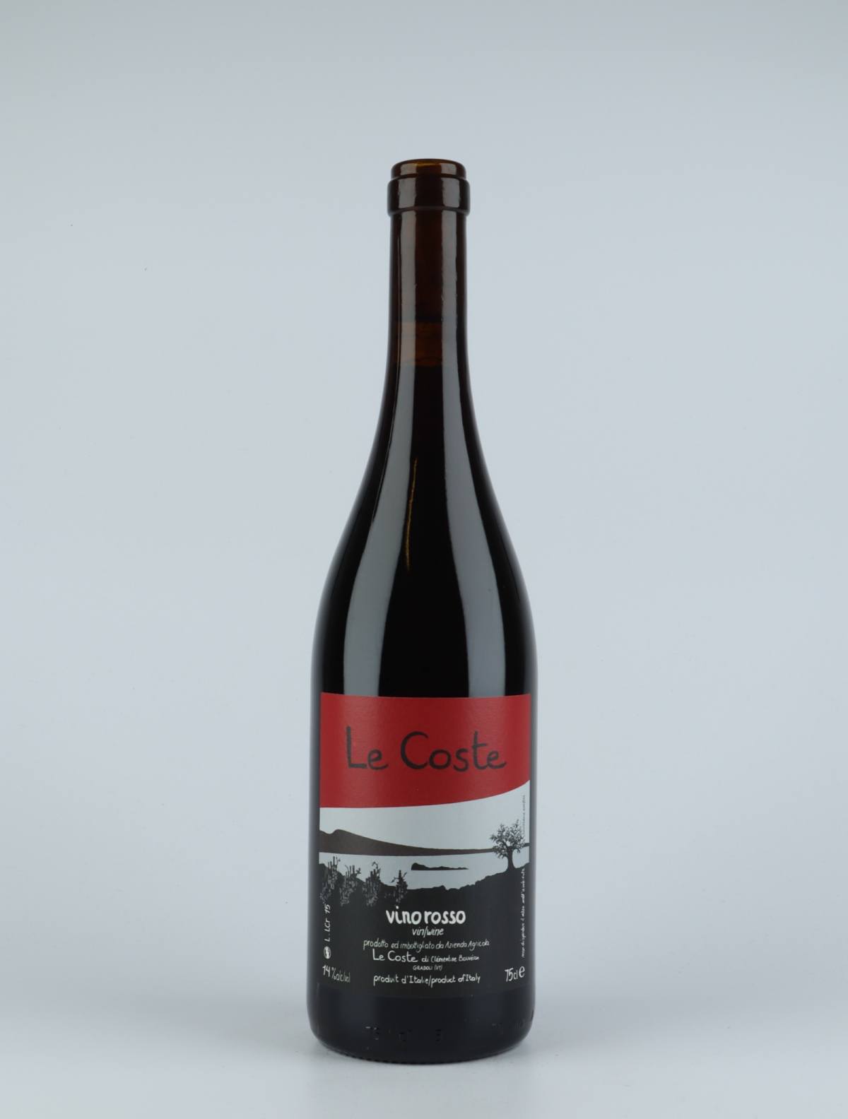 En flaske 2015 Le Coste Rosso Rødvin fra Le Coste, Lazio i Italien