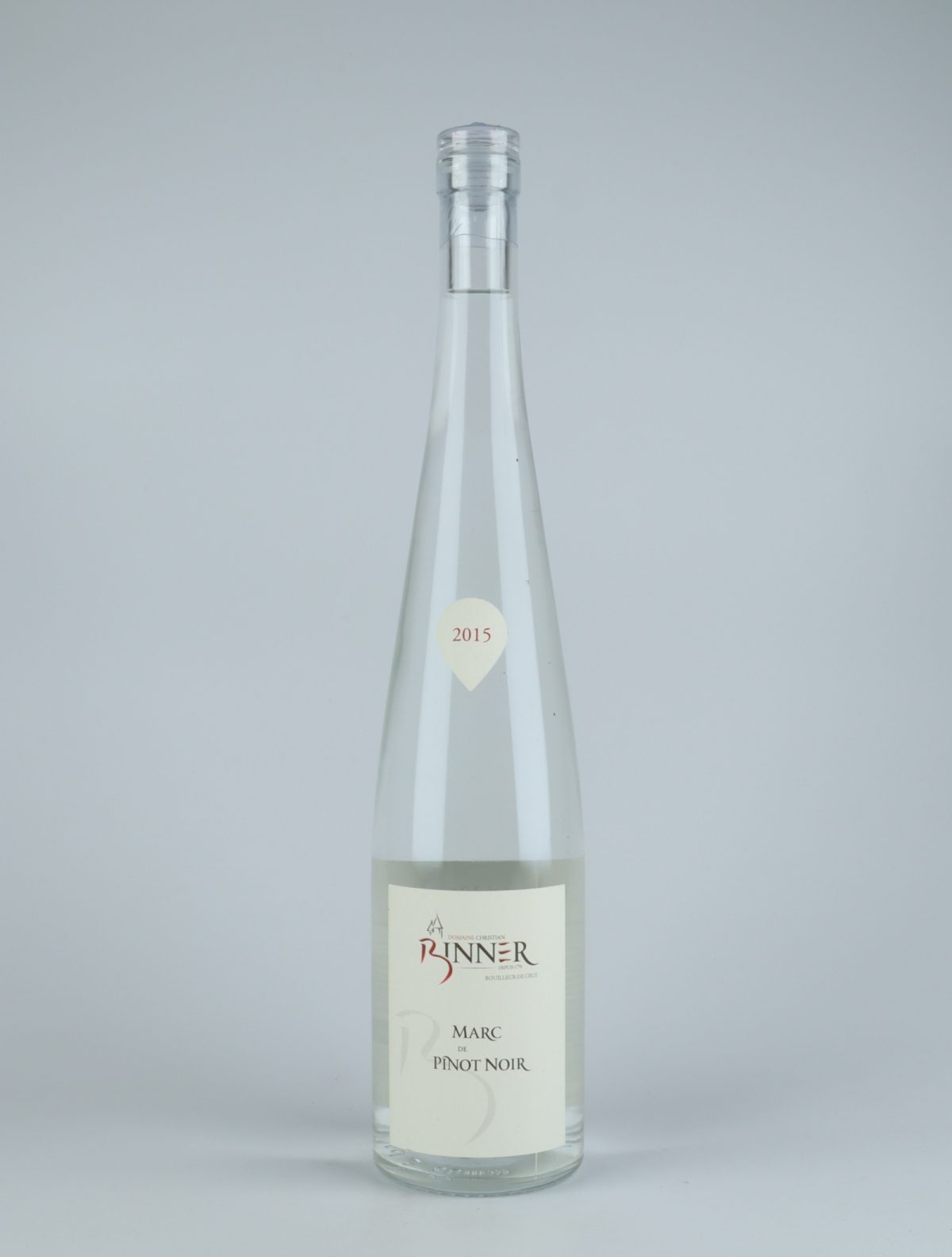 A bottle 2015 Marc de Pinot Noir Spirits from Domaine Christian Binner, Alsace in France