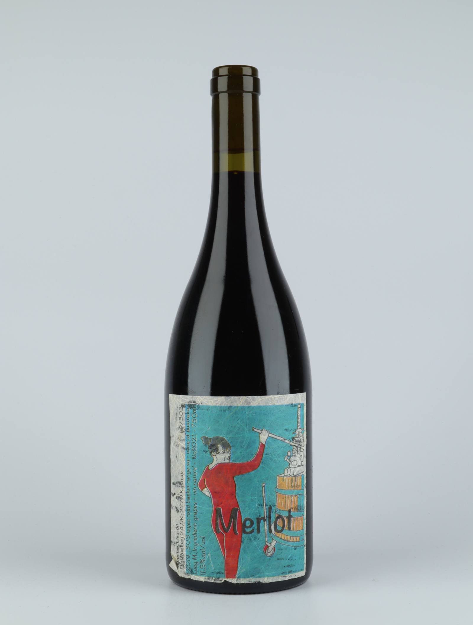 En flaske 2019 Merlot Rødvin fra Lucy Margaux, Adelaide Hills i Australien