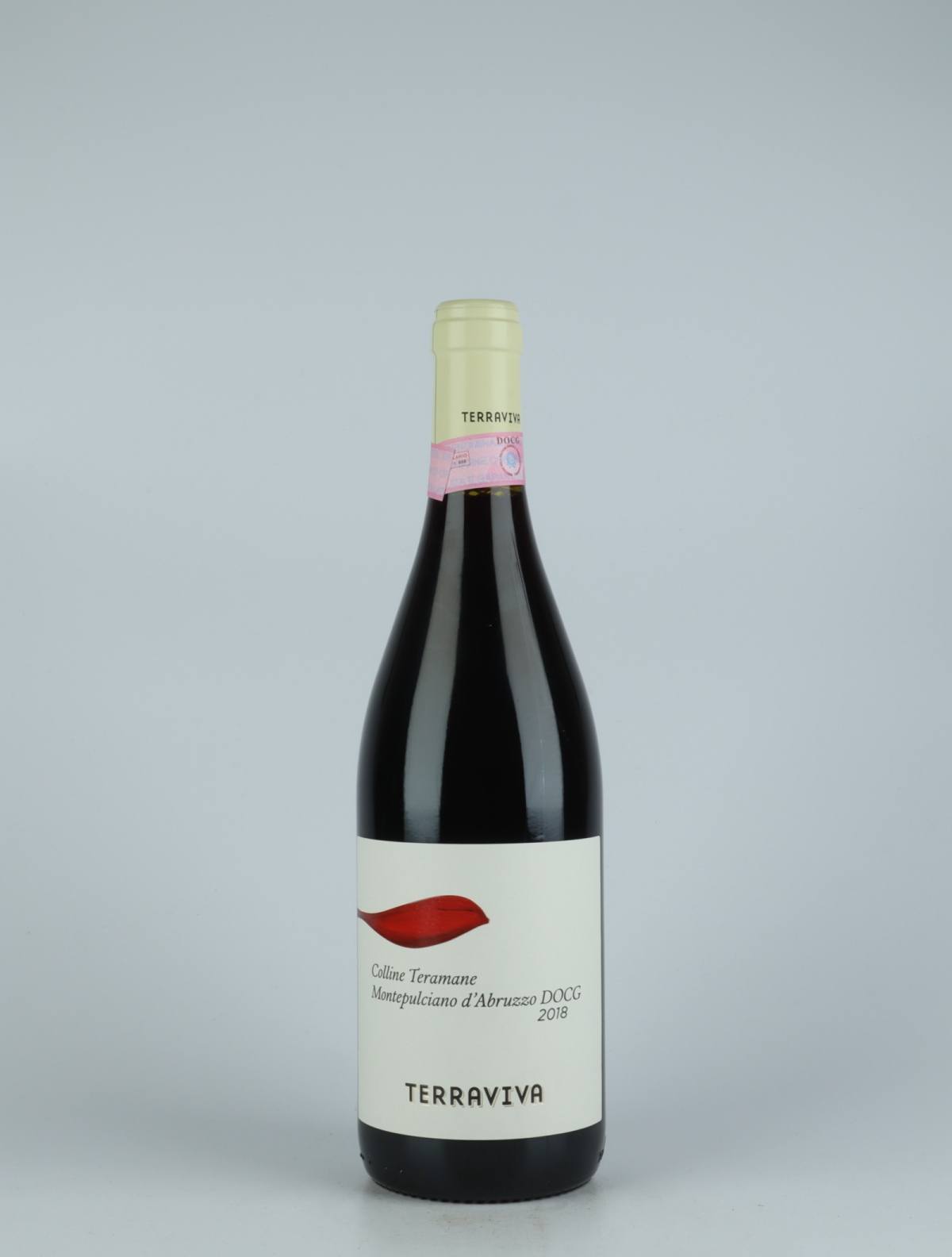 En flaske 2018 Montepulciano d'Abruzzo Rødvin fra Tenuta Terraviva, Abruzzo i Italien