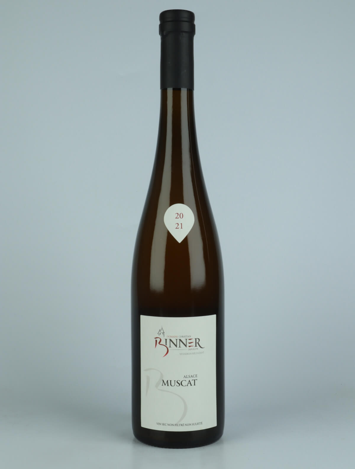 En flaske N.V. Muscat (20/21) Hvidvin fra Domaine Christian Binner, Alsace i Frankrig