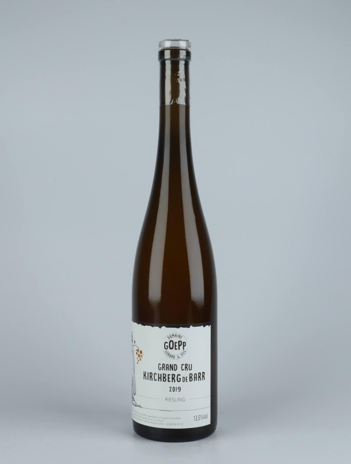 En flaske 2019 Riesling - Grand Cru Kirchberg Hvidvin fra Domaine Goepp, Alsace i Frankrig