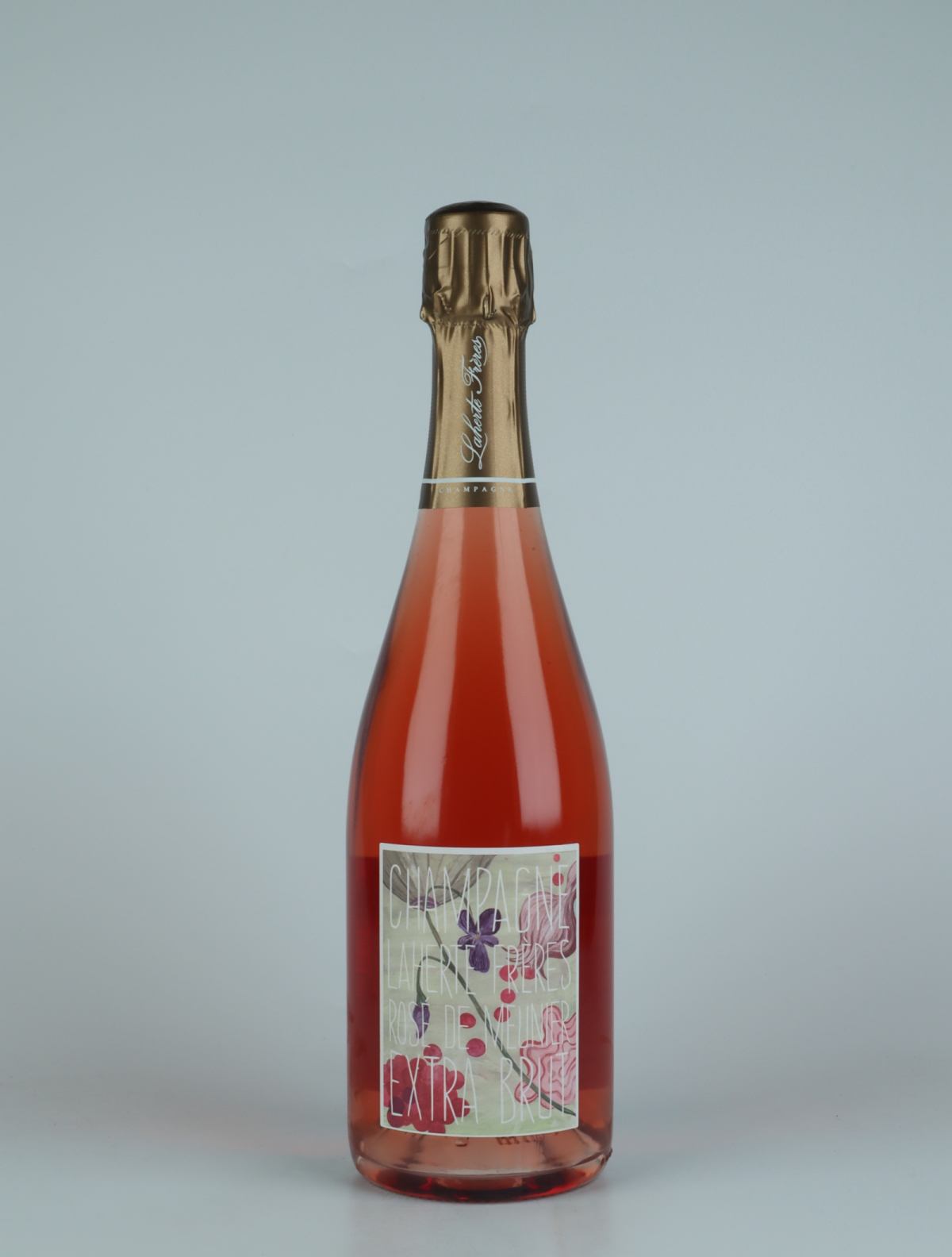En flaske N.V. Rosé de Meunier Mousserende fra Laherte Frères, Champagne i Frankrig