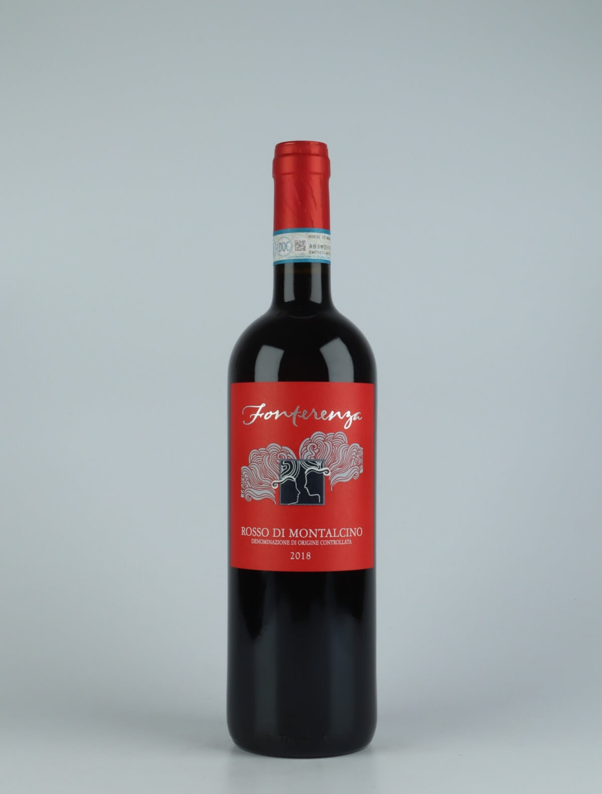 En flaske 2018 Rosso di Montalcino Rødvin fra Fonterenza, Toscana i Italien