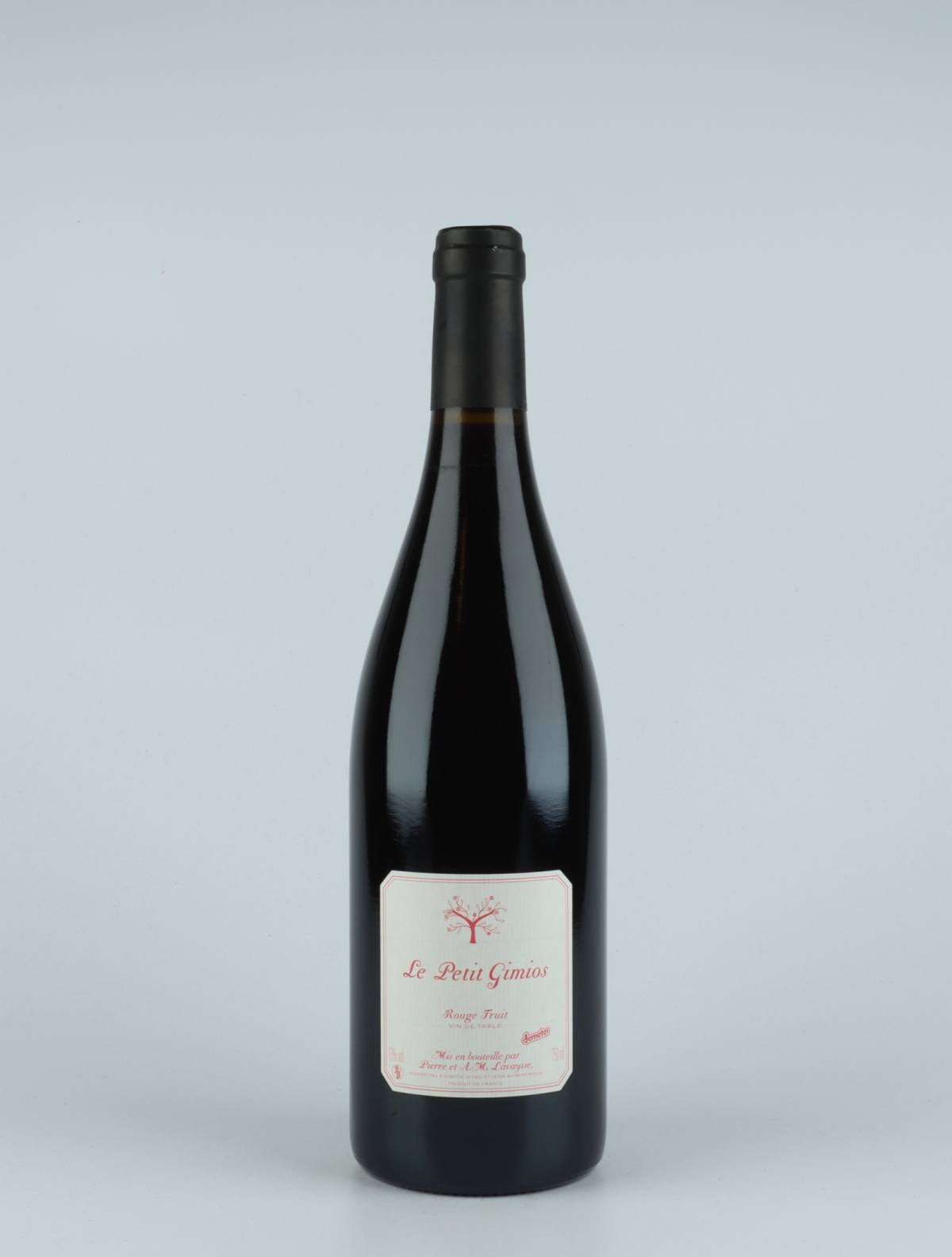 En flaske 2019 Rouge Fruit Rødvin fra Le Petit Domaine de Gimios, Rousillon i Frankrig