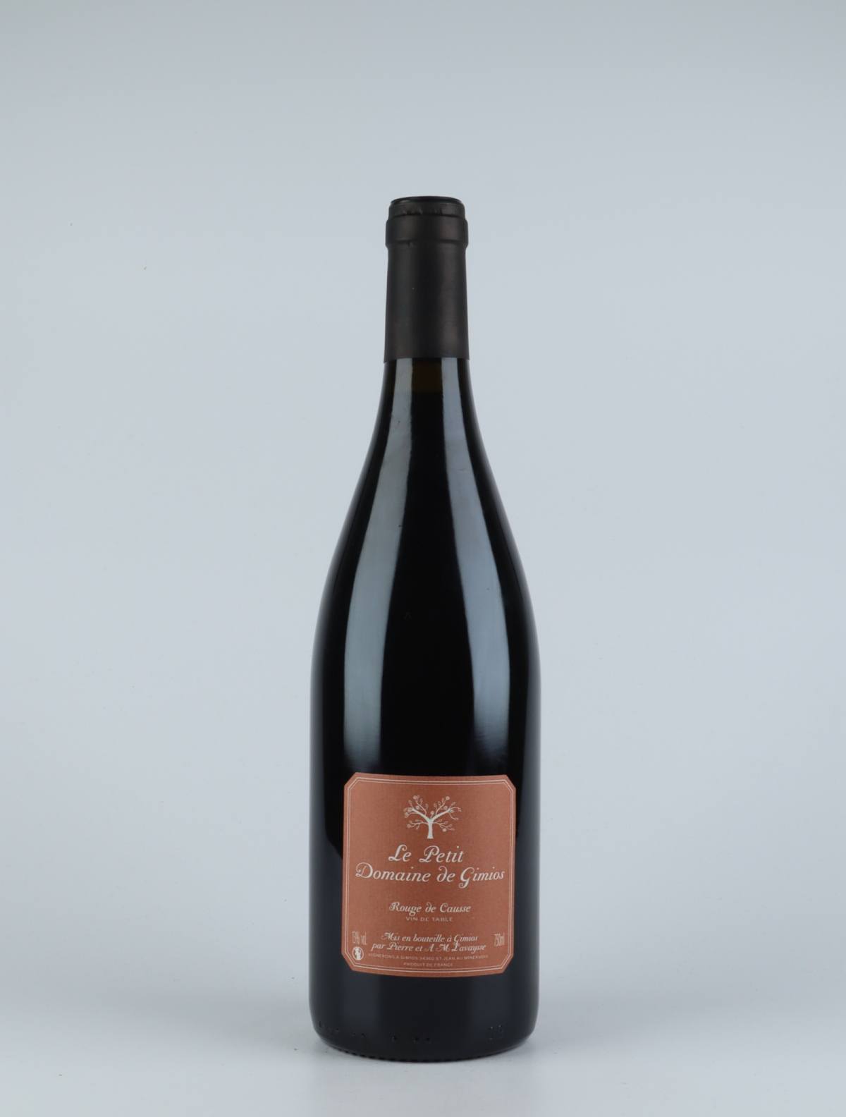 A bottle 2014 Rouge de Causse Red wine from Le Petit Domaine de Gimios, Roussillon in France