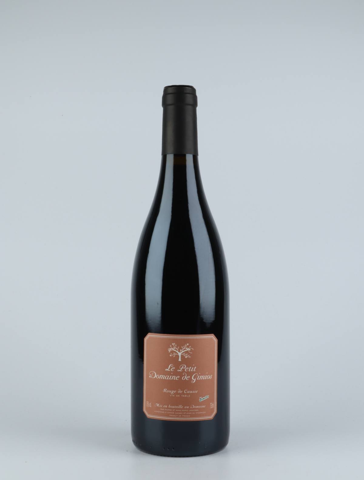 A bottle 2016 Rouge de Causse Red wine from Le Petit Domaine de Gimios, Roussillon in France
