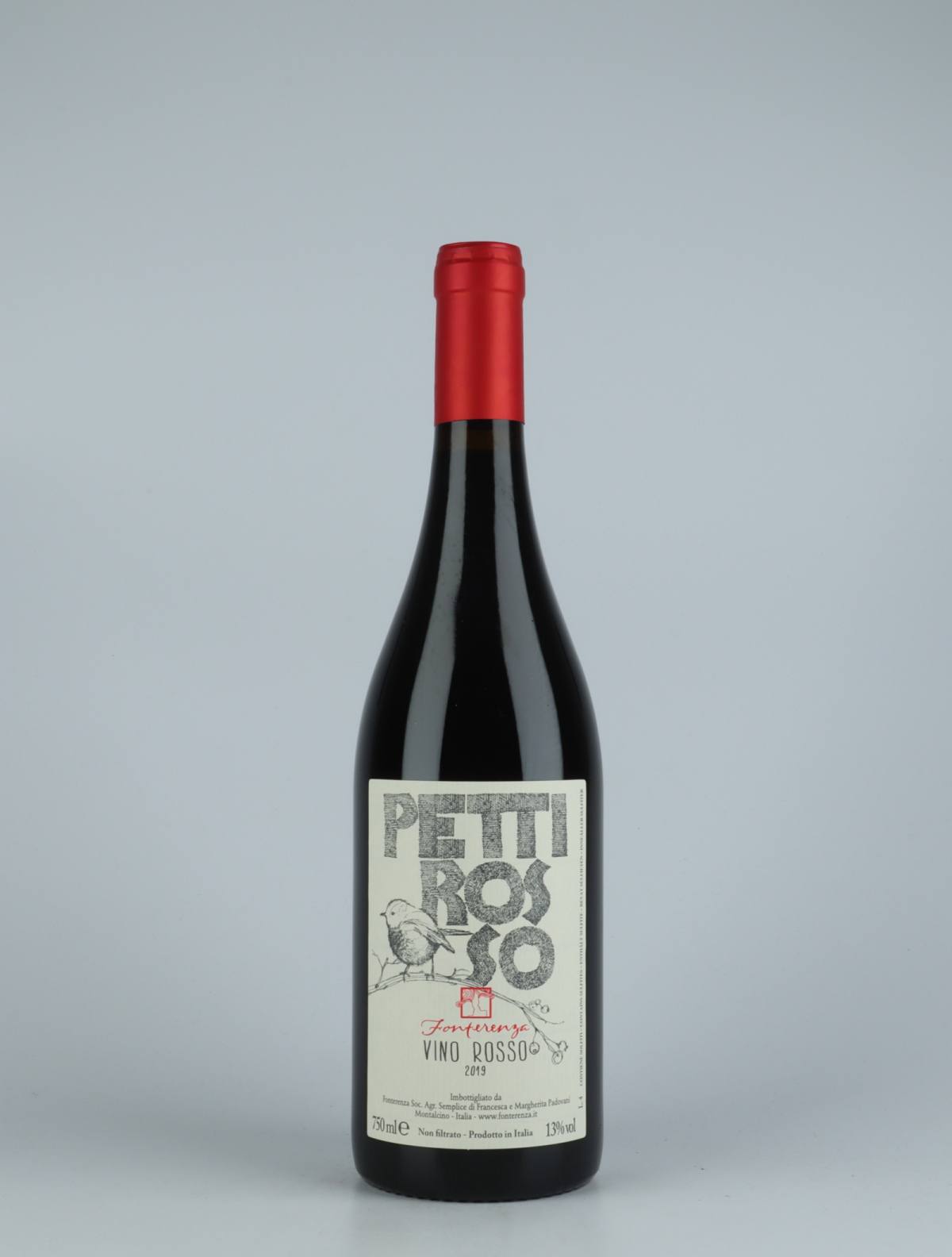 A bottle 2019 Pettirosso Rødvin from Fonterenza, Toscana in Italien
