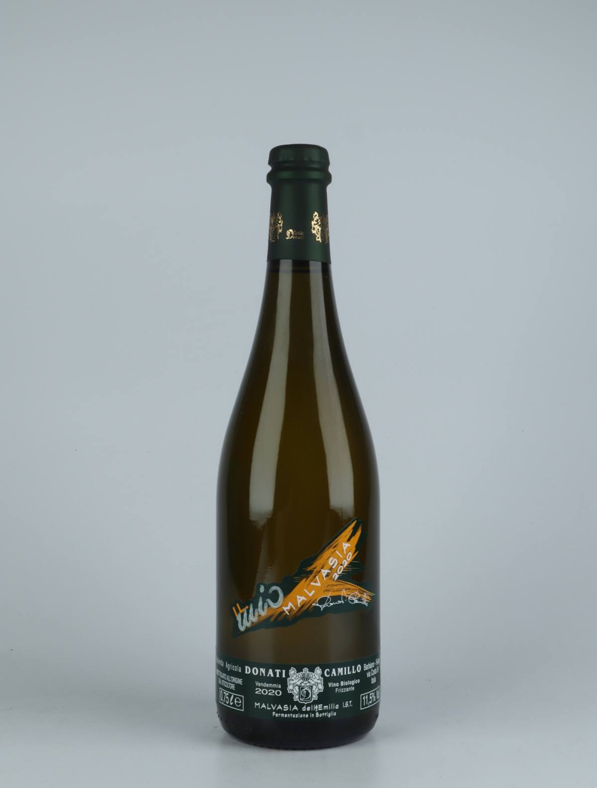 A bottle 2020 Malvasia Frizzante Sparkling from Camillo Donati, Emilia-Romagna in Italy