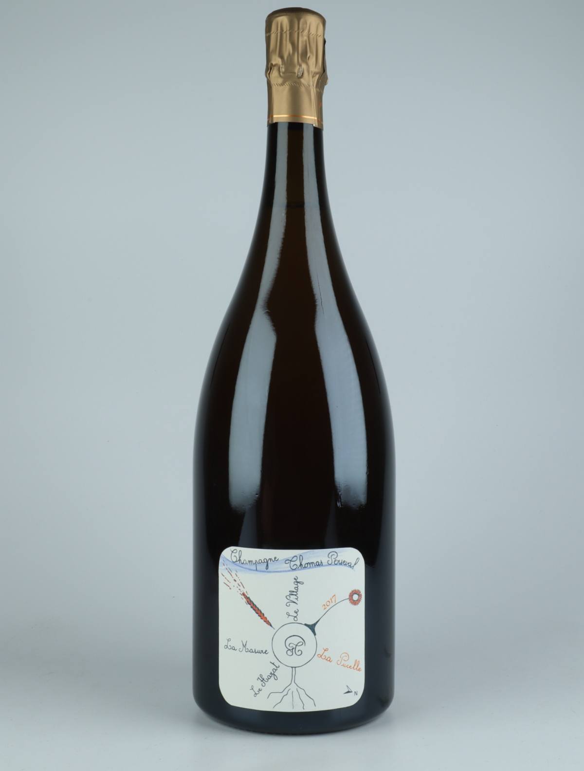 A bottle 2017 Chamery 1. Cru - La Pucelle Sparkling from Thomas Perseval, Champagne in France