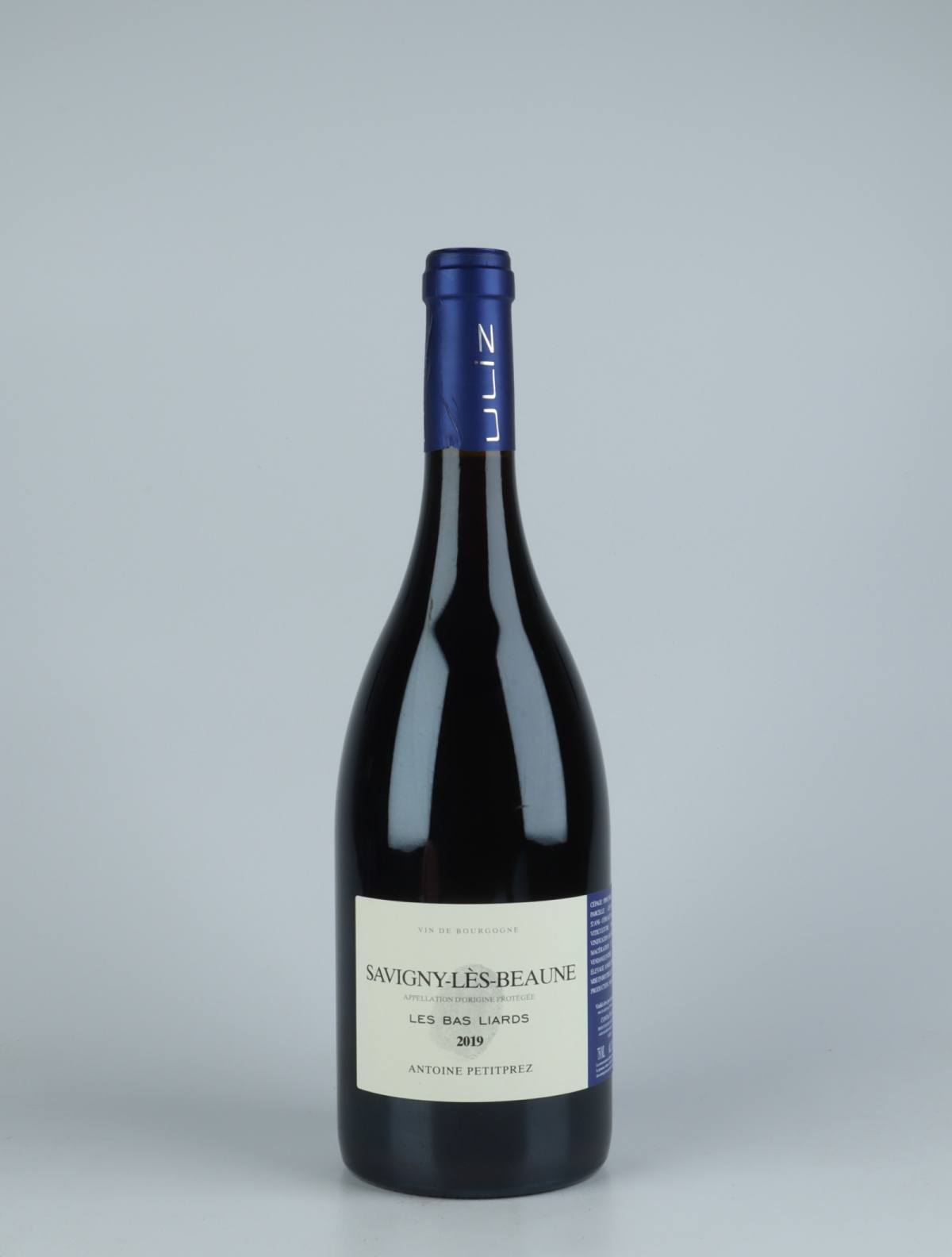 A bottle 2019 Savigny les Beaune - Les Bas Liards Red wine from Antoine Petitprez, Burgundy in France