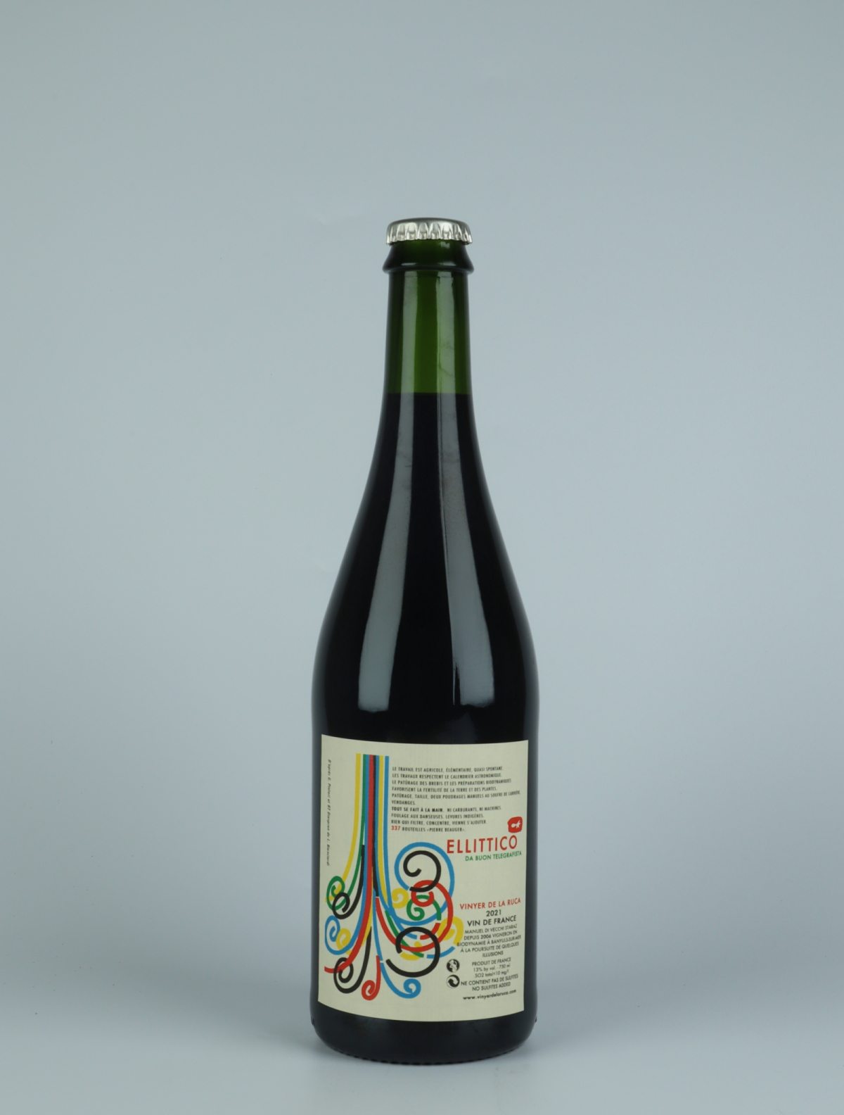 A bottle 2021 Ellittico Red wine from Vinyer de la Ruca, Roussillon in France