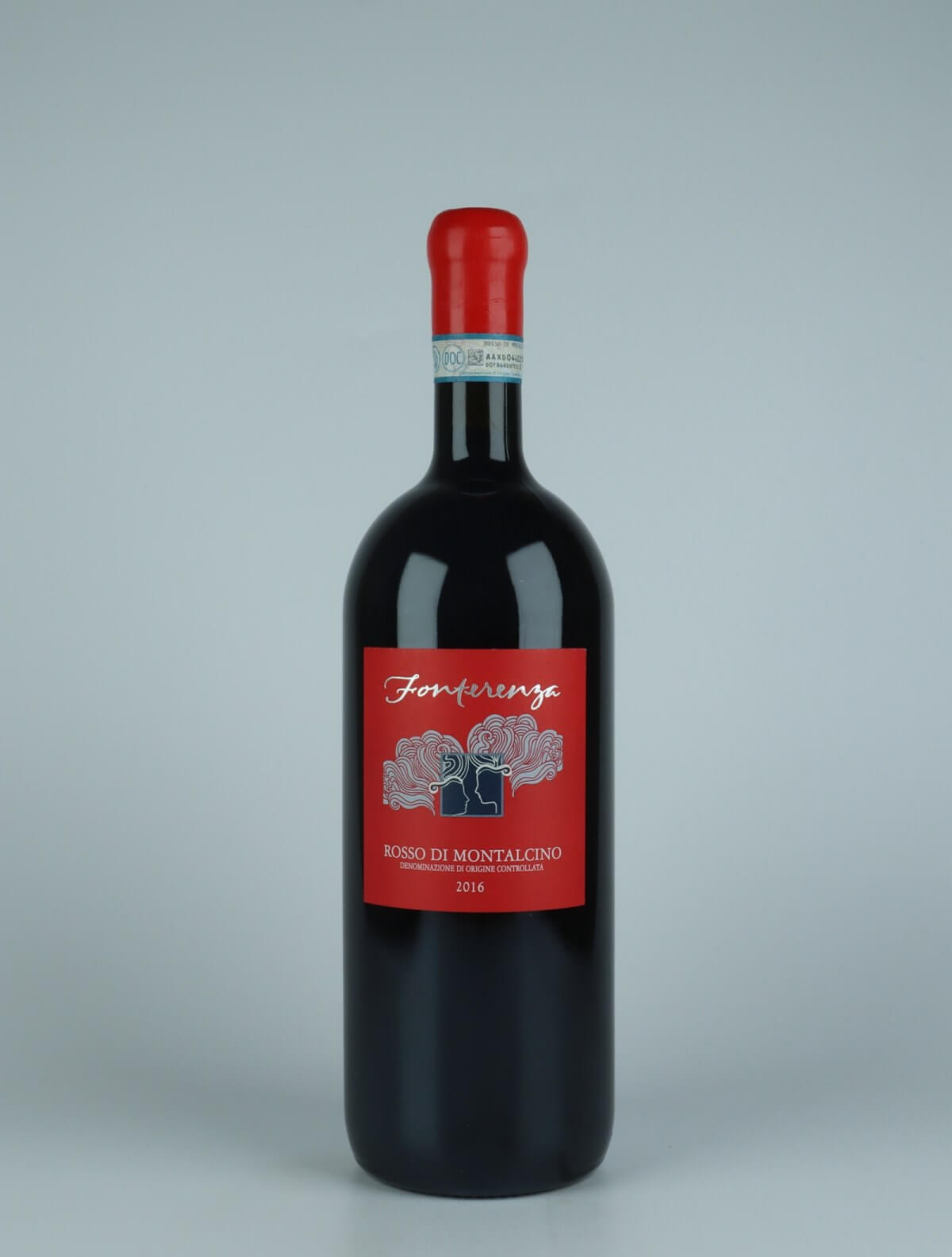 A bottle 2016 Rosso di Montalcino Rødvin from Fonterenza, Toscana in Italien