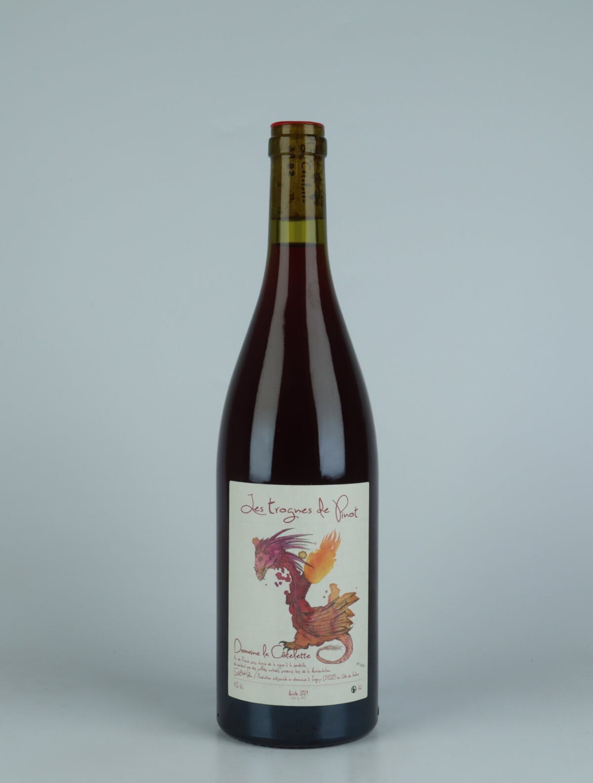 A bottle 2021 Trognes de Pinot Red wine from Domaine de la Côtelette, Burgundy in France