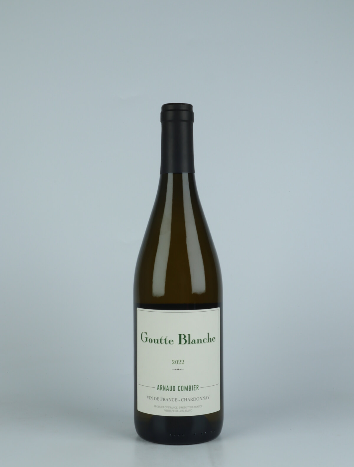A bottle 2022 Goutte Blanche White wine from Arnaud Combier, Beaujolais in France