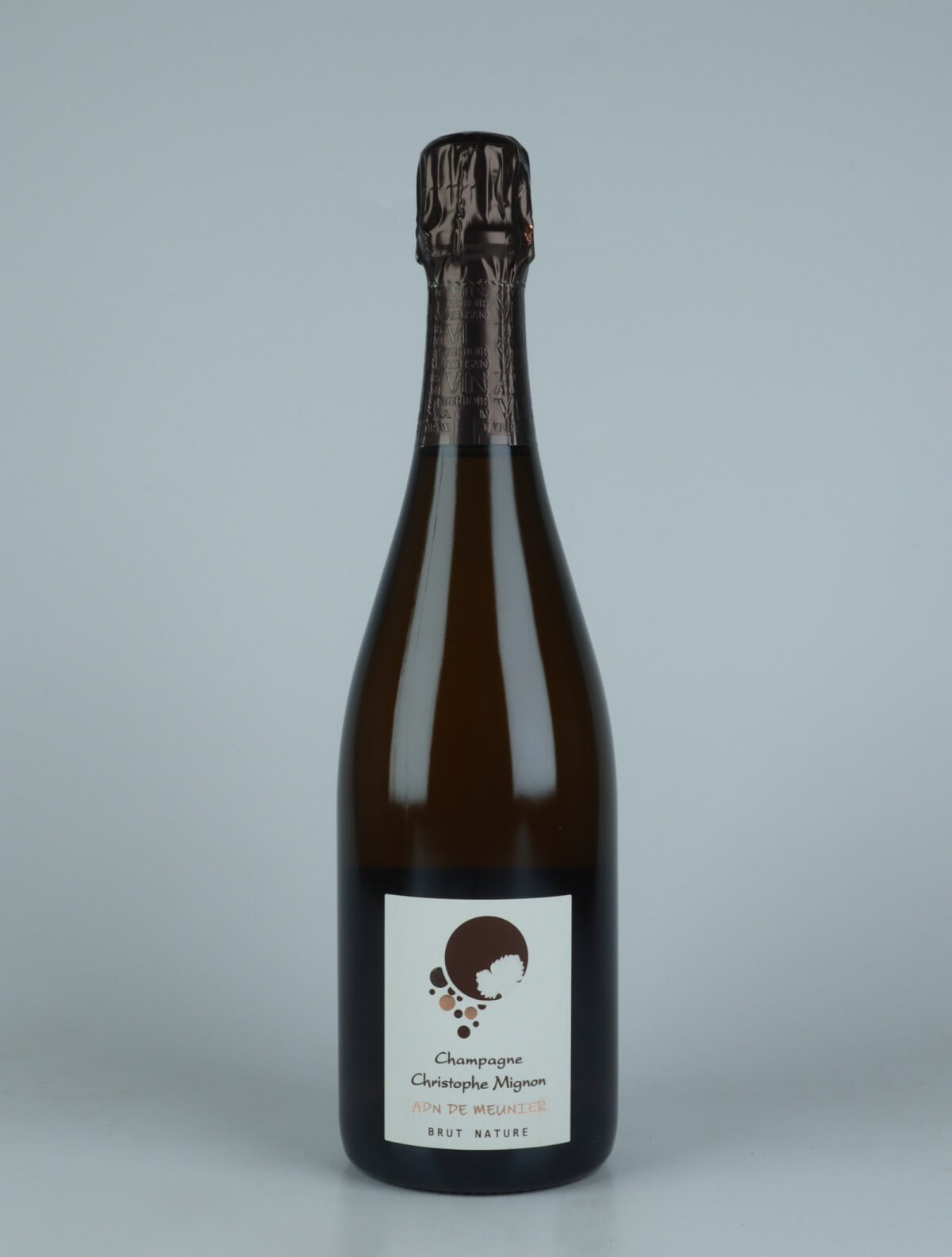A bottle N.V. (2019/2020) ADN de Meunier Brut Nature Mousserende from Christophe Mignon, Champagne in Frankrig