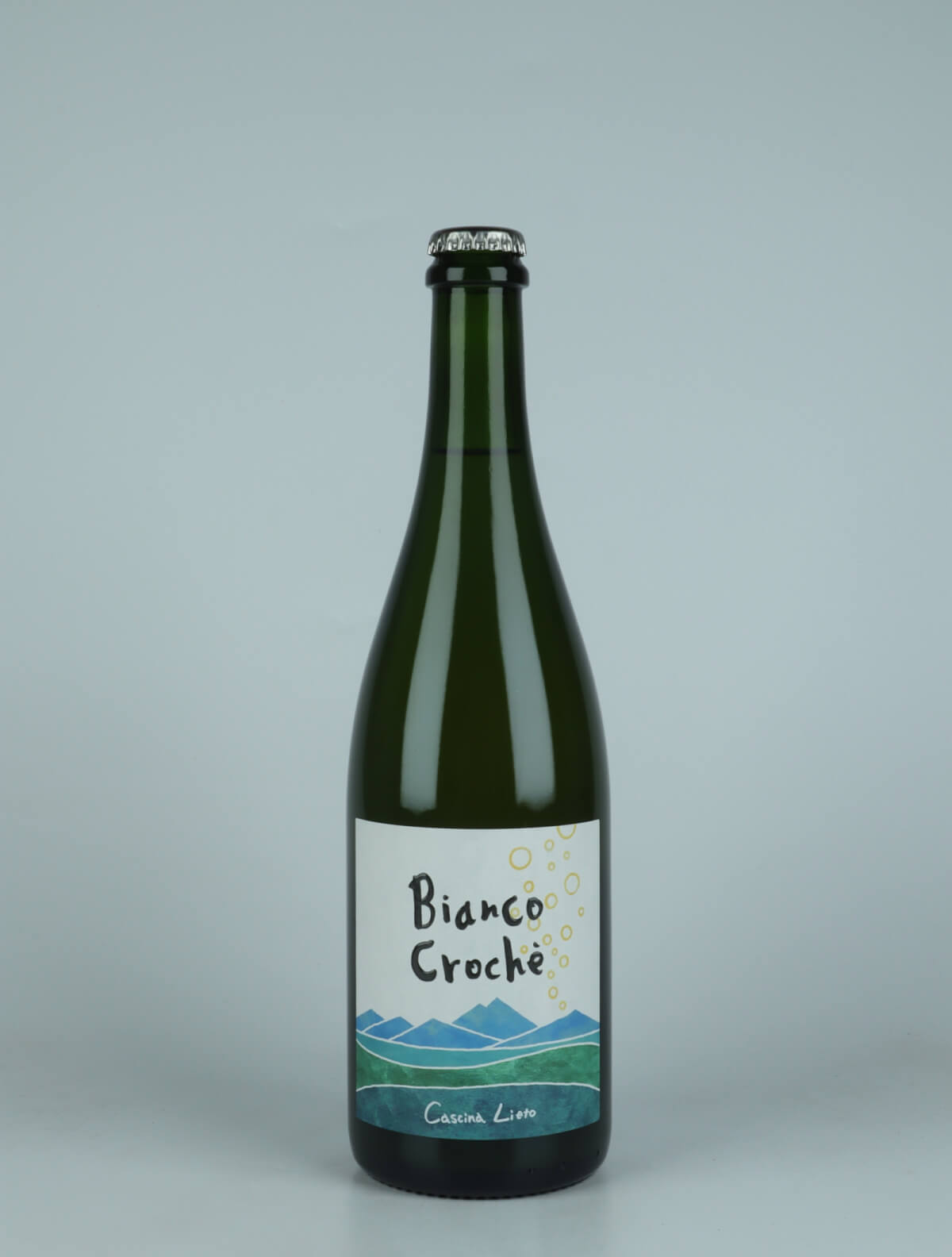 A bottle 2021 Bianco Frizzante Bianco Croche Sparkling from Cascina Lieto, Piedmont in Italy