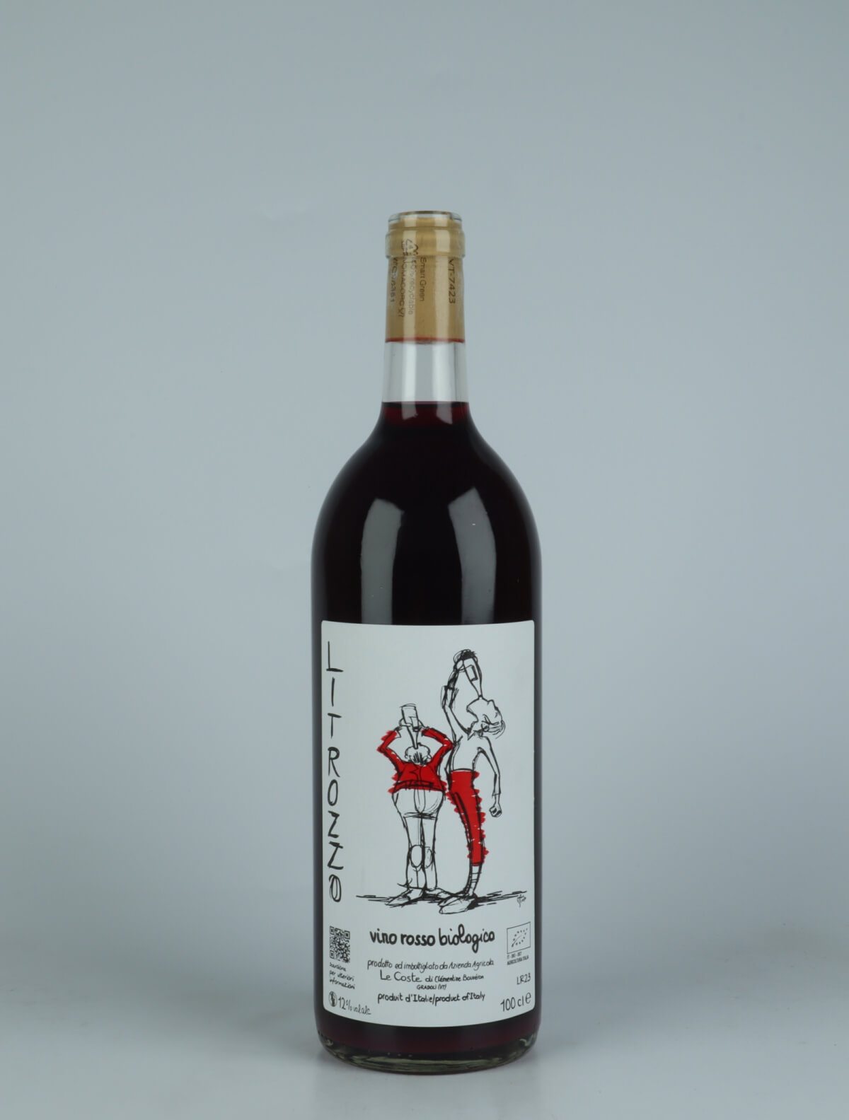 A bottle 2023 Litrozzo Rosso Red wine from Le Coste, Lazio in Italy