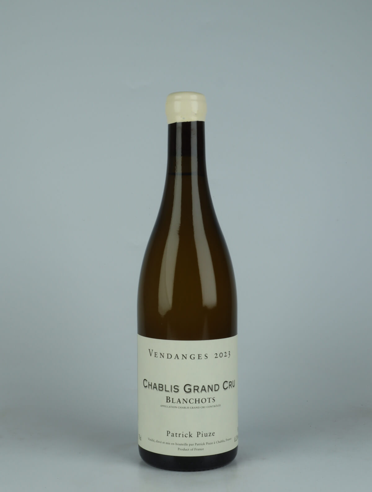 A bottle 2023 Chablis Grand Cru - Blanchots White wine from Patrick Piuze, Burgundy in France