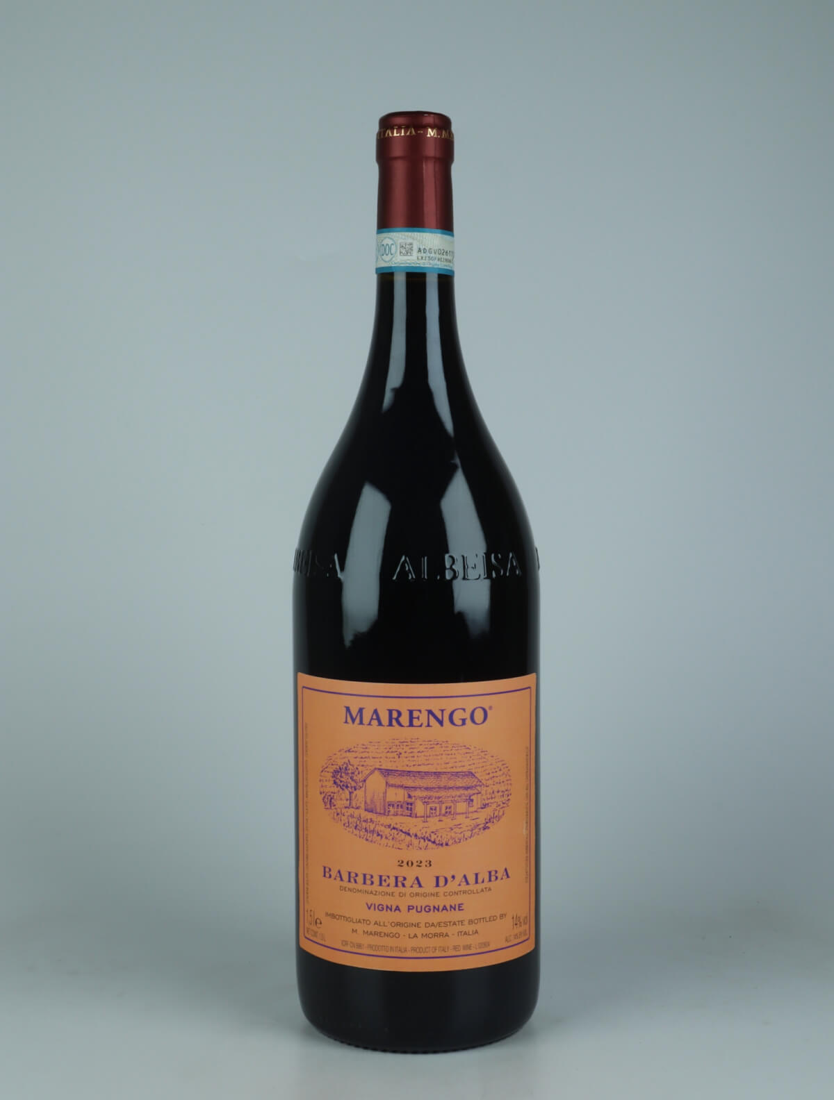 A bottle 2023 Barbera d'Alba - Pugnane - Magnum Rødvin from Mario Marengo, Piemonte in Italien