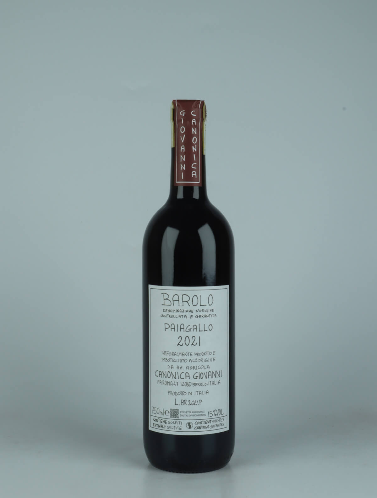 A bottle 2021 Barolo - Paiagallo Red wine from Giovanni Canonica, Piedmont in Italy