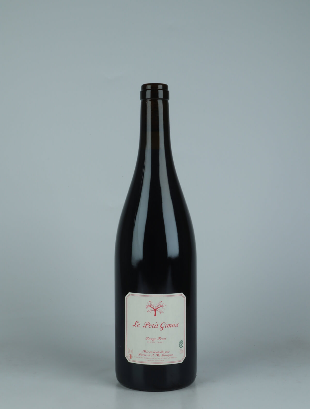 A bottle 2023 Rouge Fruit Red wine from Le Petit Domaine de Gimios, Roussillon in France
