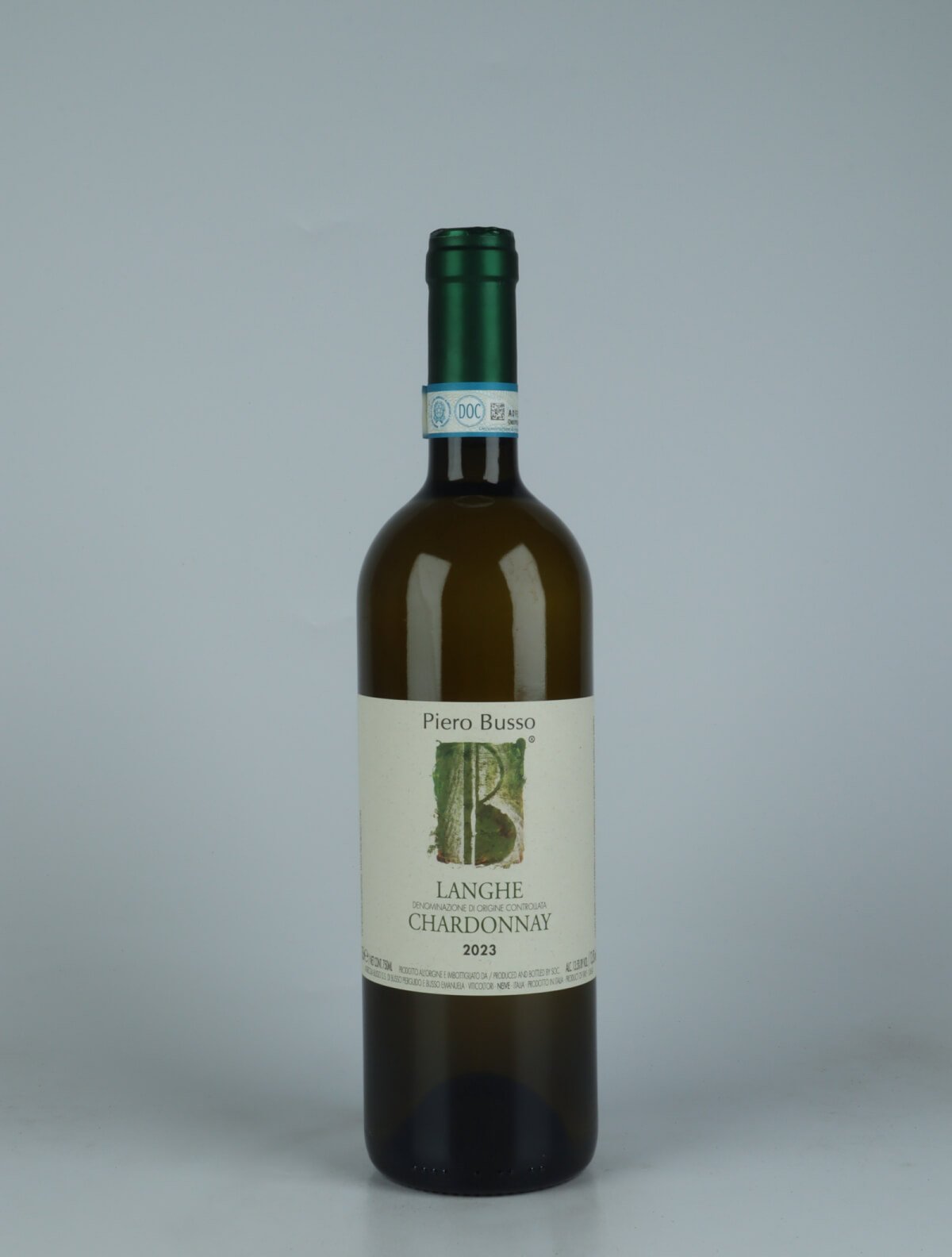 A bottle 2023 Langhe Chardonnay White wine from Piero Busso, Piedmont in Italy