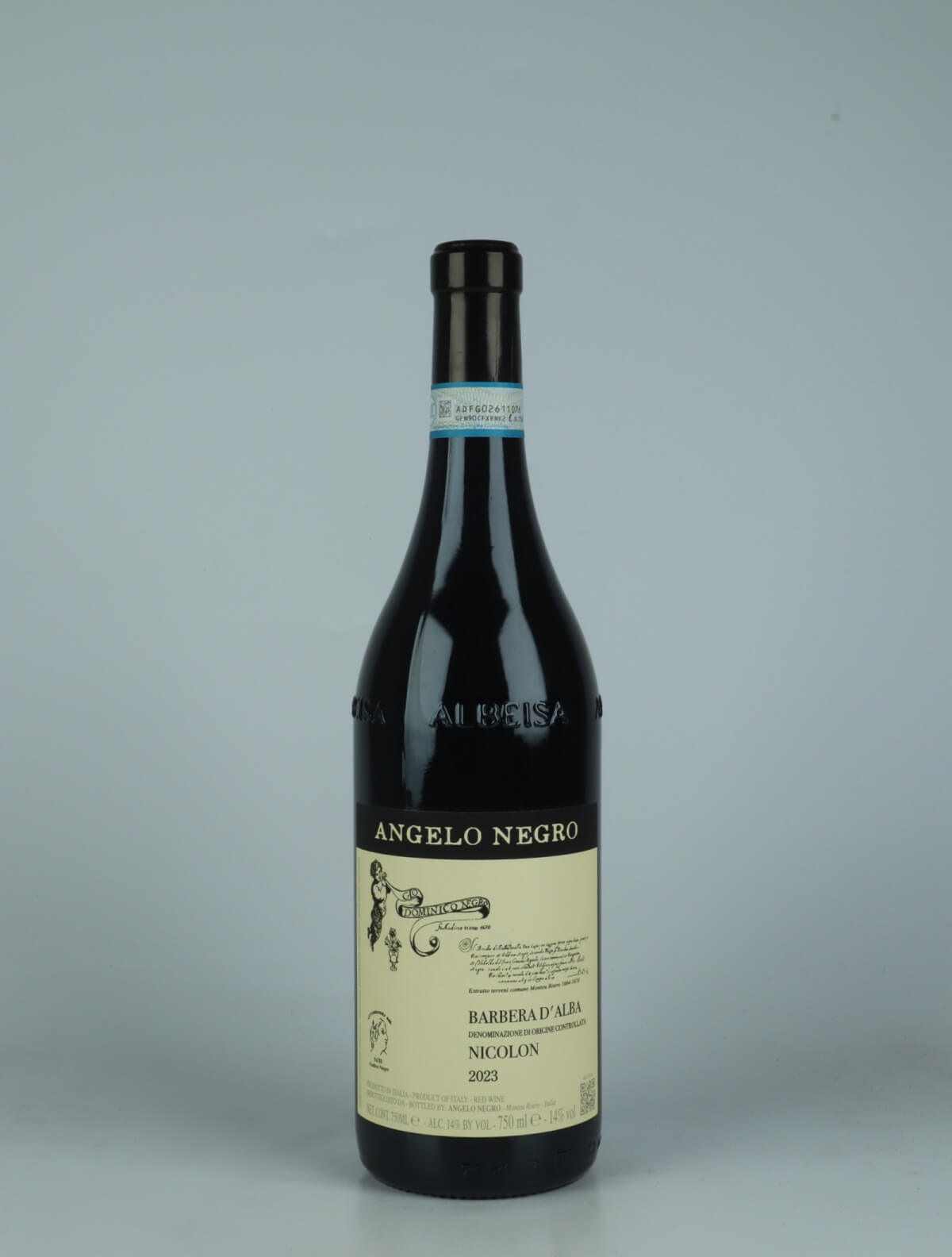 A bottle 2023 Barbera d'Alba - Nicolon Red wine from Angelo Negro, Piedmont in Italy