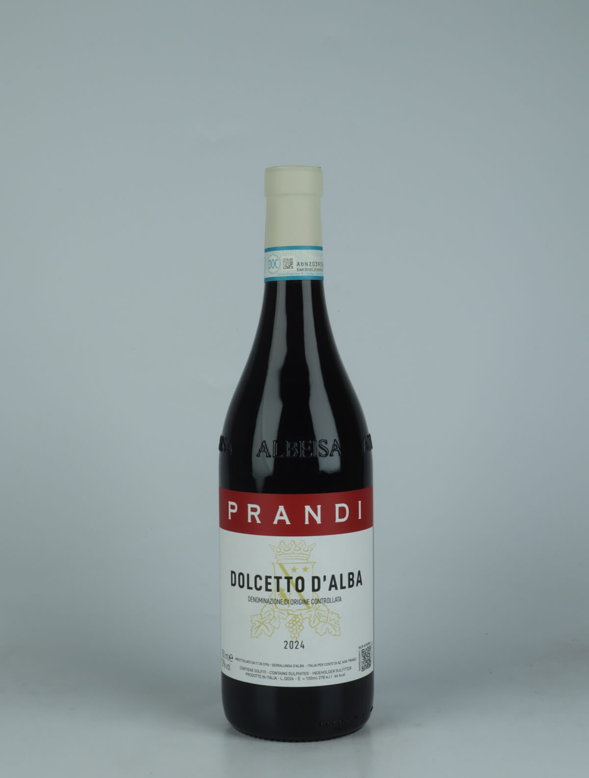 A bottle 2024 Dolcetto D'Alba Rødvin from Cristina Prandi, Piemonte in Italien