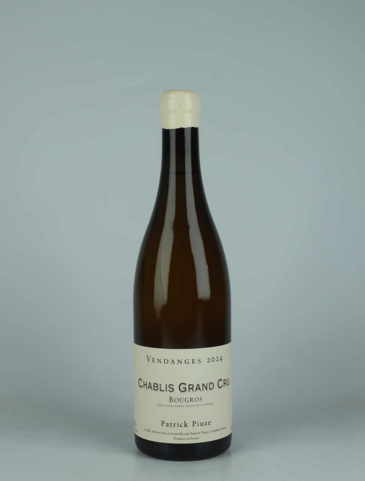 A bottle 2024 Chablis Grand Cru - Bougros White wine from Patrick Piuze, Burgundy in France