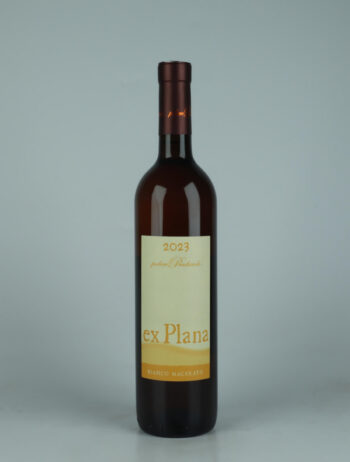 A bottle 2023 Ex Plana Orange wine from Podere Pradarolo, Emilia-Romagna in Italy