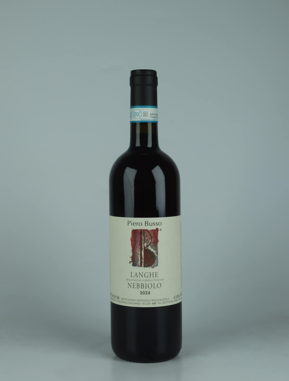 A bottle 2024 Langhe Nebbiolo Red wine from Piero Busso, Piedmont in Italy