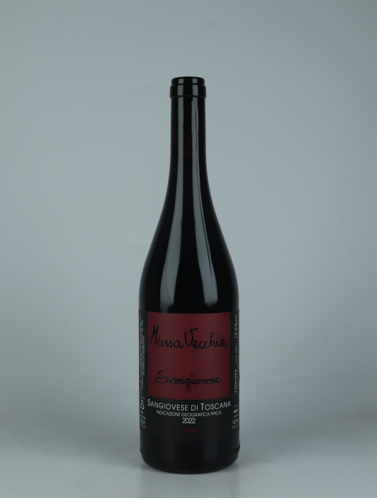 A bottle 2022 Sangiovese Rødvin from Massa Vecchia, Toscana in Italien