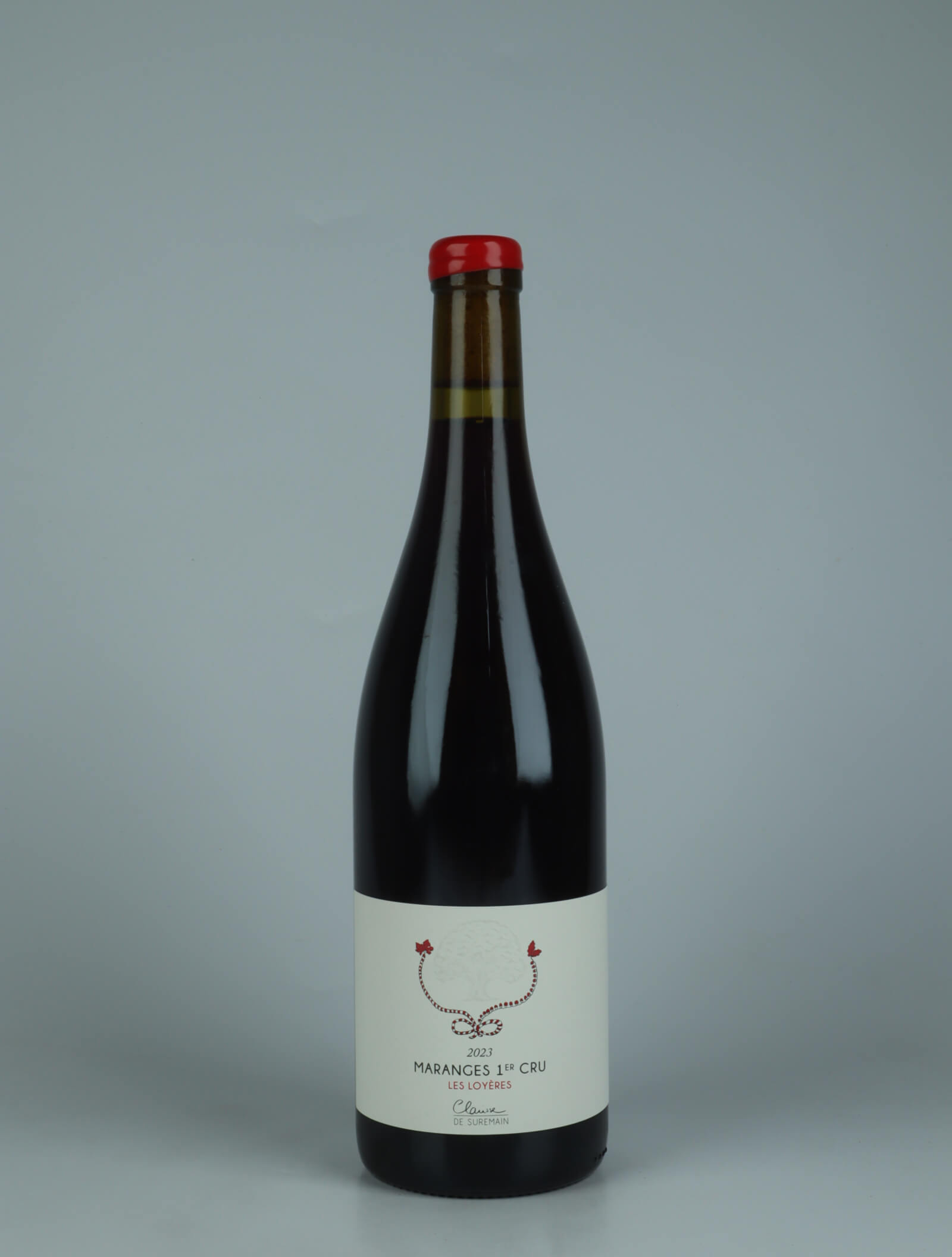 A bottle 2023 Maranges Rouge 1. Cru - Les Loyères Red wine from Clarisse de Suremain, Burgundy in France