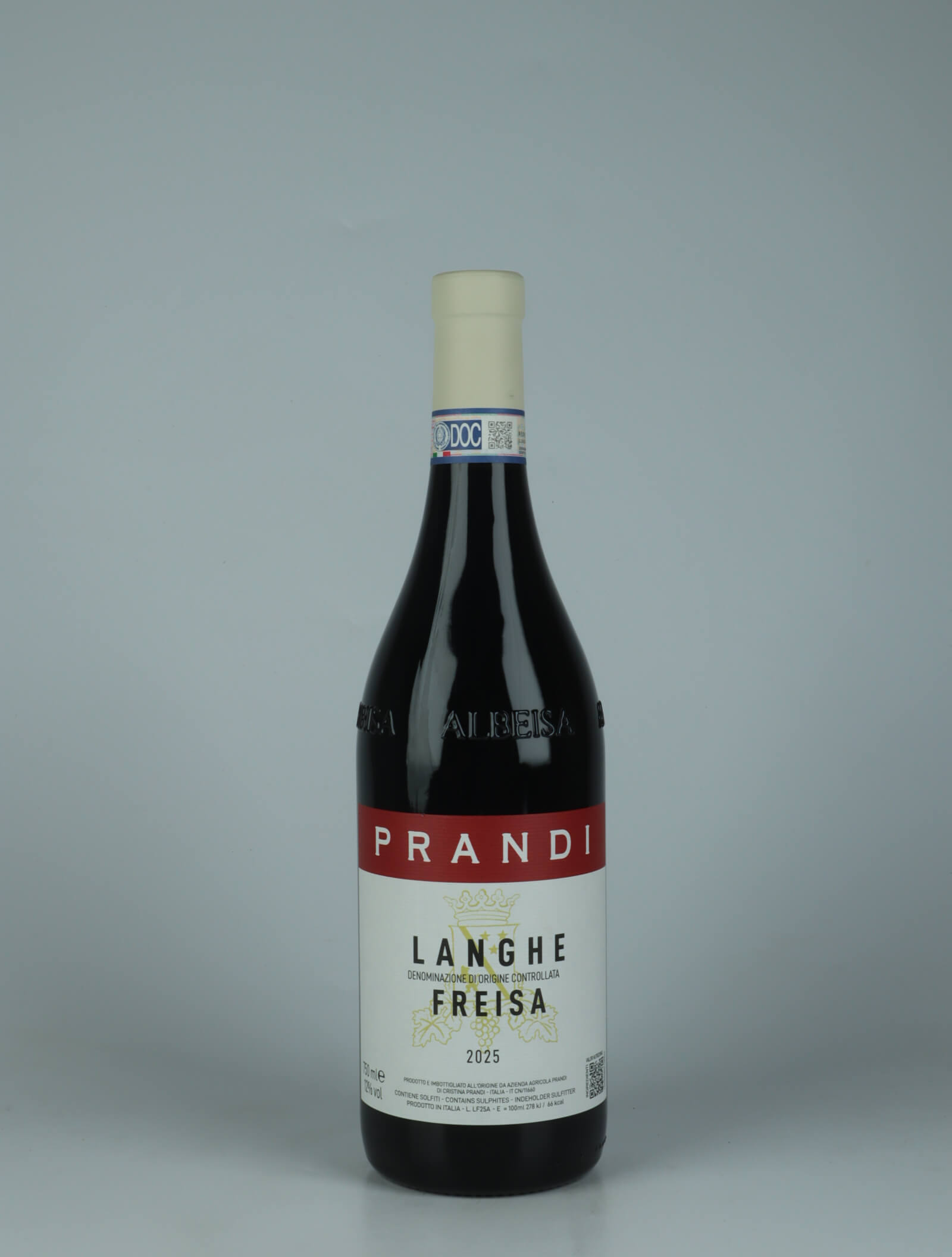 A bottle 2025 Langhe Freisa Red wine from Cristina Prandi, Piedmont in Italy