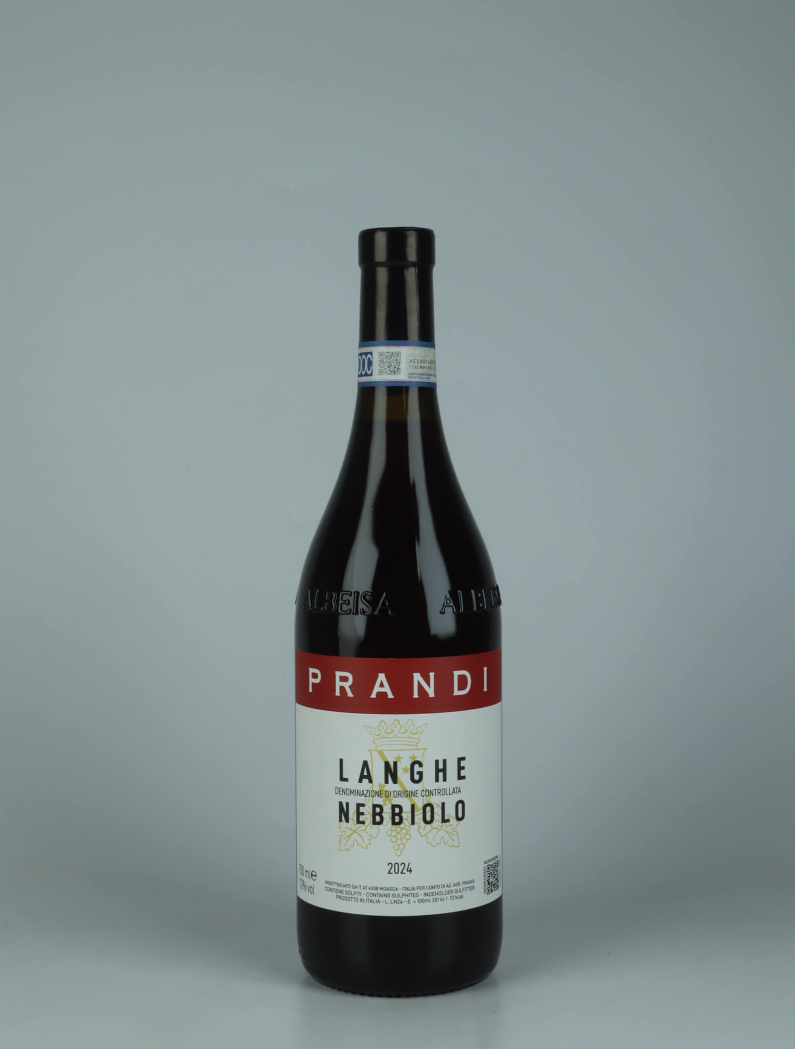 A bottle 2024 Langhe Nebbiolo Red wine from Cristina Prandi, Piedmont in Italy