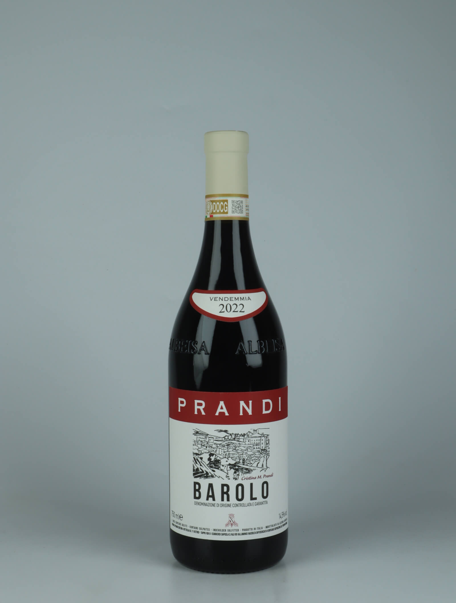 A bottle 2022 Barolo Red wine from Cristina Prandi, Piedmont in Italy