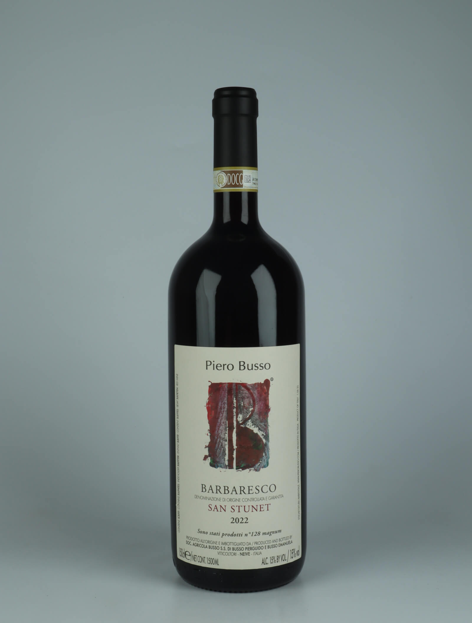 A bottle 2022 Barbaresco San Stunet - Magnum Red wine from Piero Busso, Piedmont in Italy