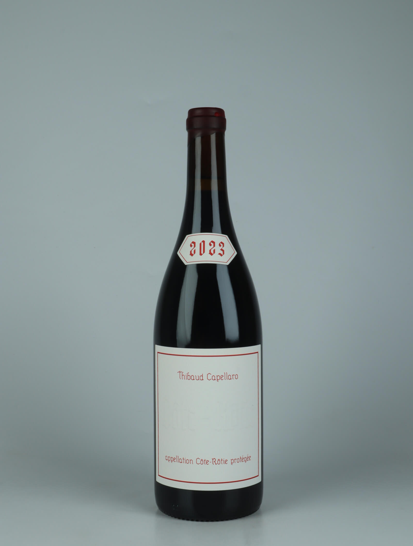 A bottle 2023 Côte-Rôtie Red wine from Thibaud Capellaro, Rhône in France