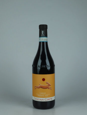 A bottle 2022 Langhe Barbera Red wine from Cascina Corte, Piedmont in Italy