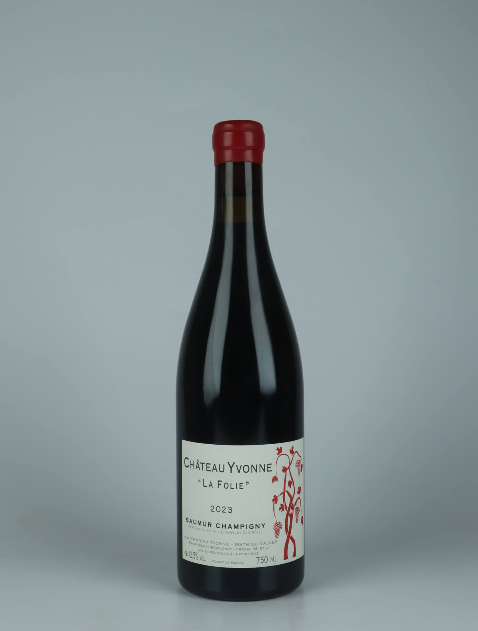 A bottle 2023 Saumur Champigny - La Folie Red wine from Château Yvonne, Loire in France
