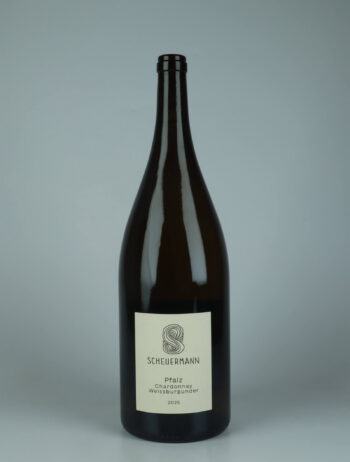 A bottle 2025 Chardonnay & Weissburgunder White wine from Weingut Scheuermann, Pfalz in Germany
