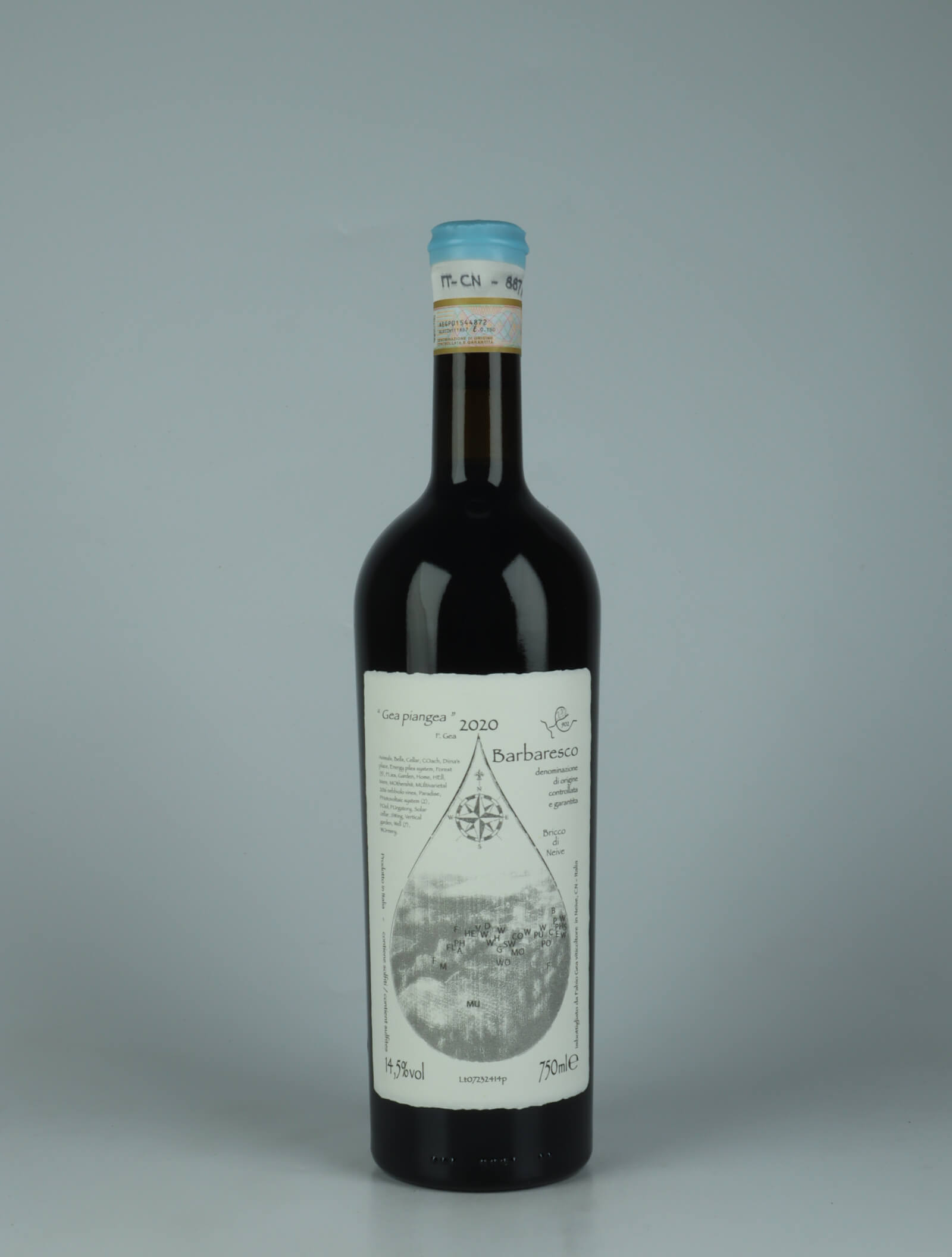 A bottle 2020 Barbaresco (Gea Piangea) Red wine from Fabio Gea, Piedmont in Italy