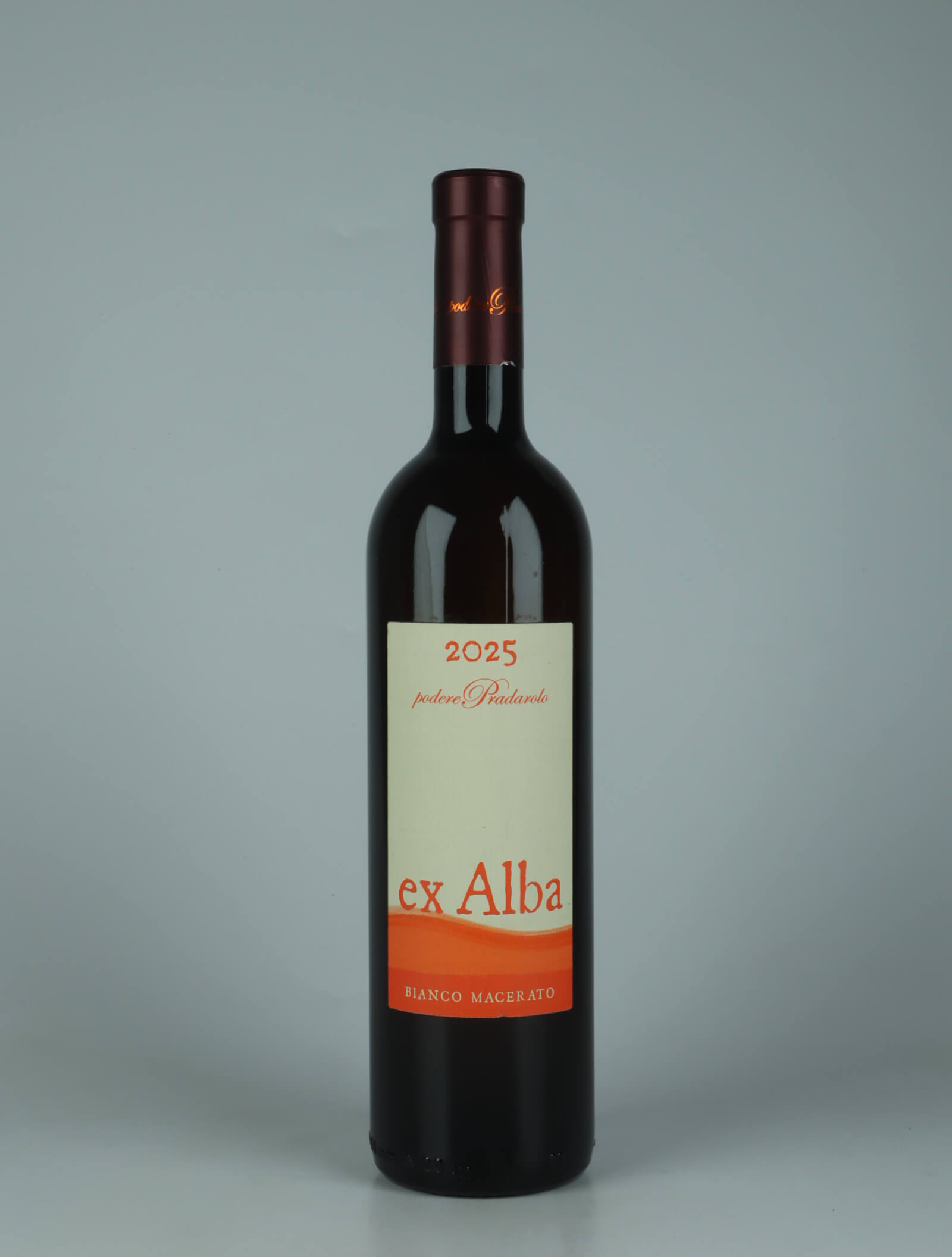 A bottle 2025 Ex Alba Orange wine from Podere Pradarolo, Emilia-Romagna in Italy