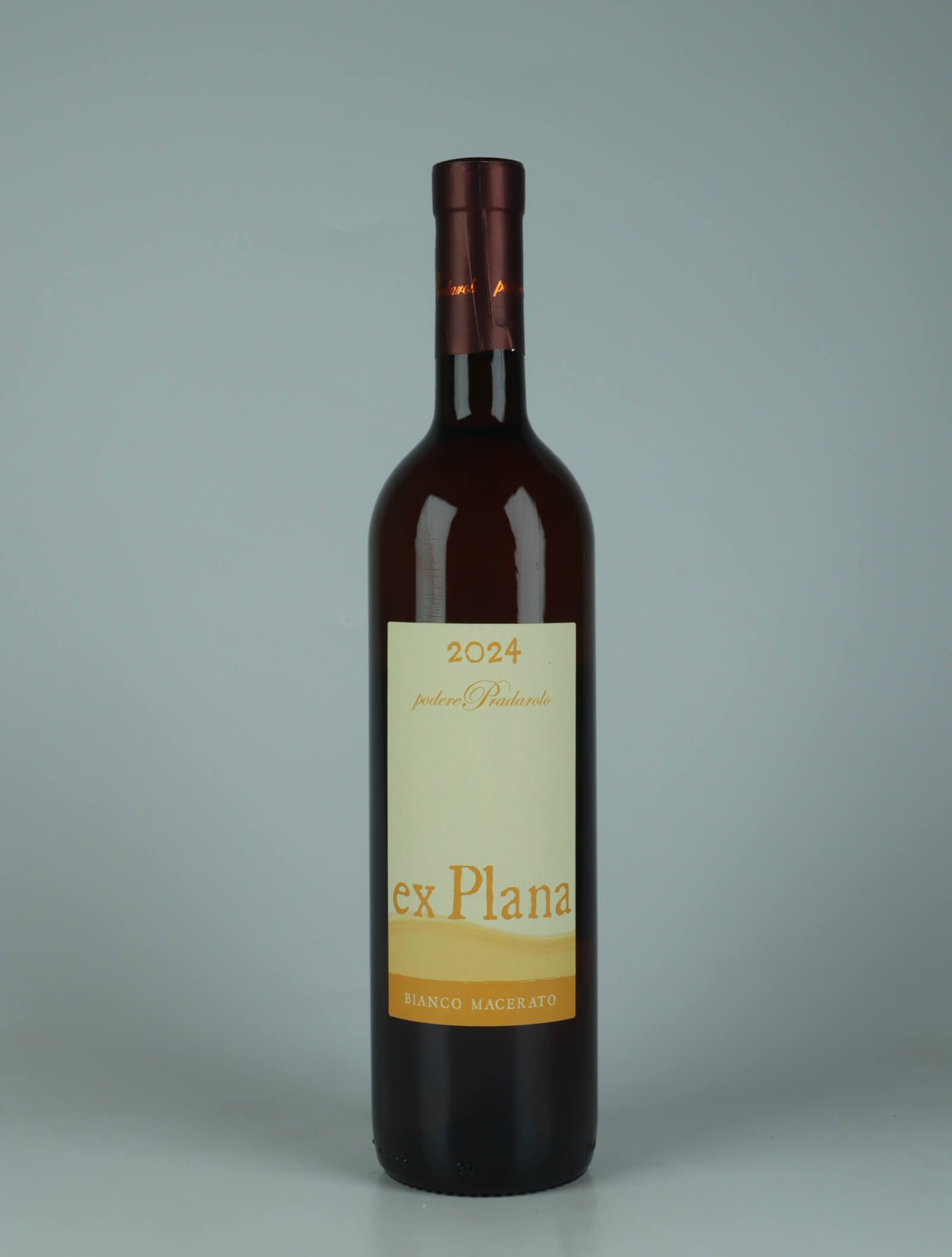 A bottle 2024 Ex Plana Orange wine from Podere Pradarolo, Emilia-Romagna in Italy