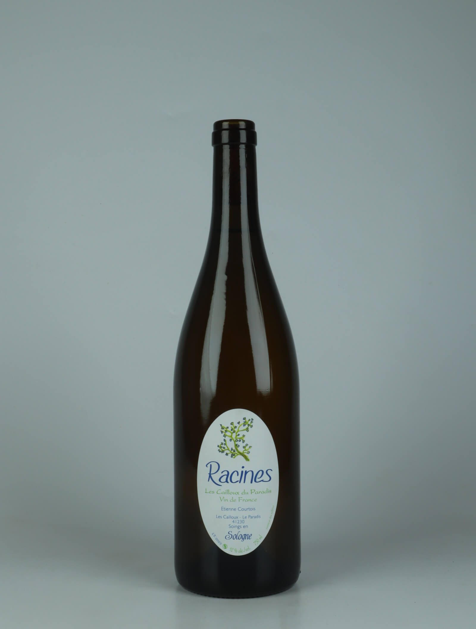 A bottle 2023 Racines Blanc White wine from Etienne Courtois, Loire in France