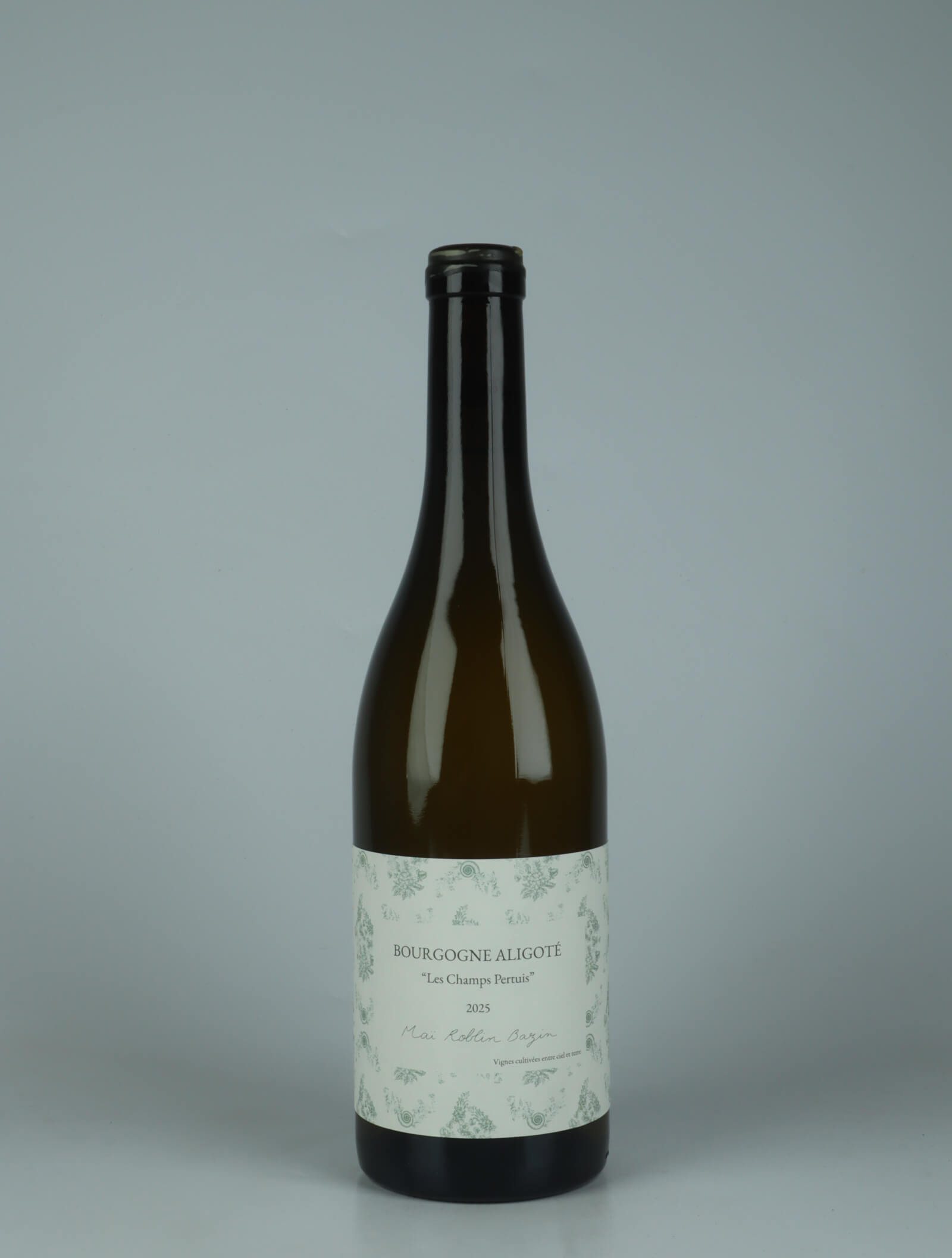 A bottle 2025 Bourgogne Aligoté - Les Champs Pertuis White wine from Maï Roblin Bazin, Burgundy in France