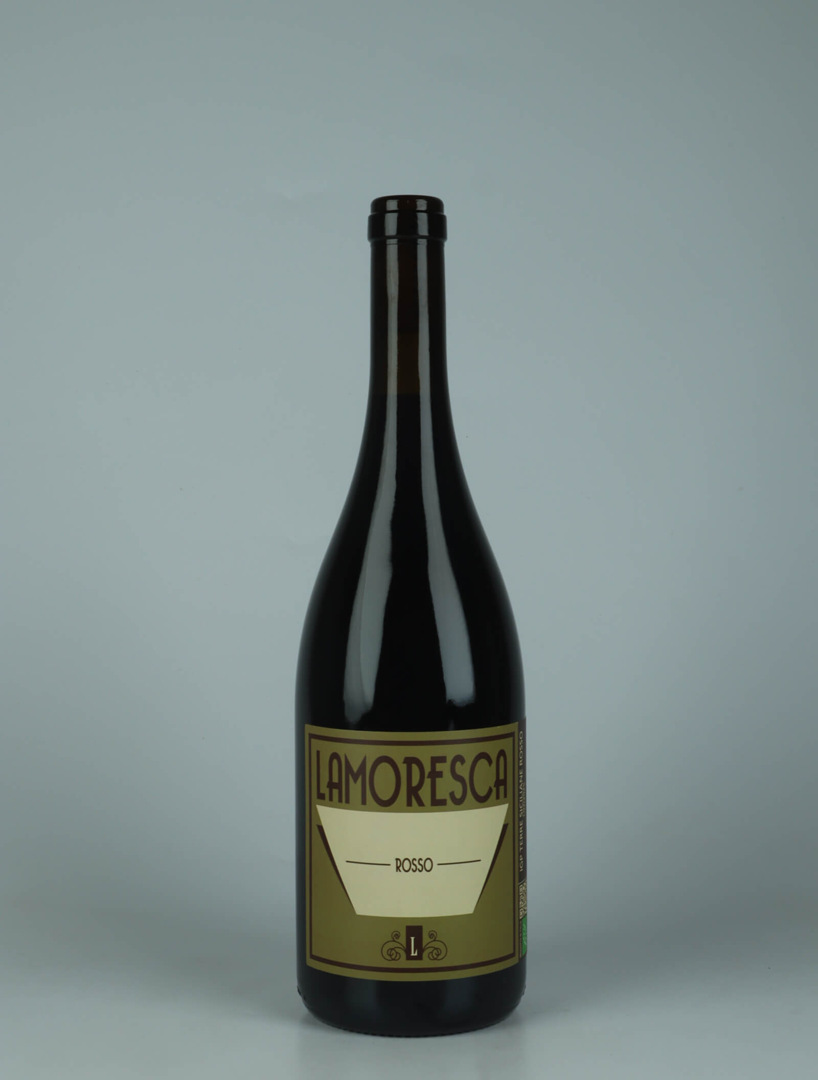A bottle 2025 Rosso Red wine from Lamoresca, Sicily in Italy