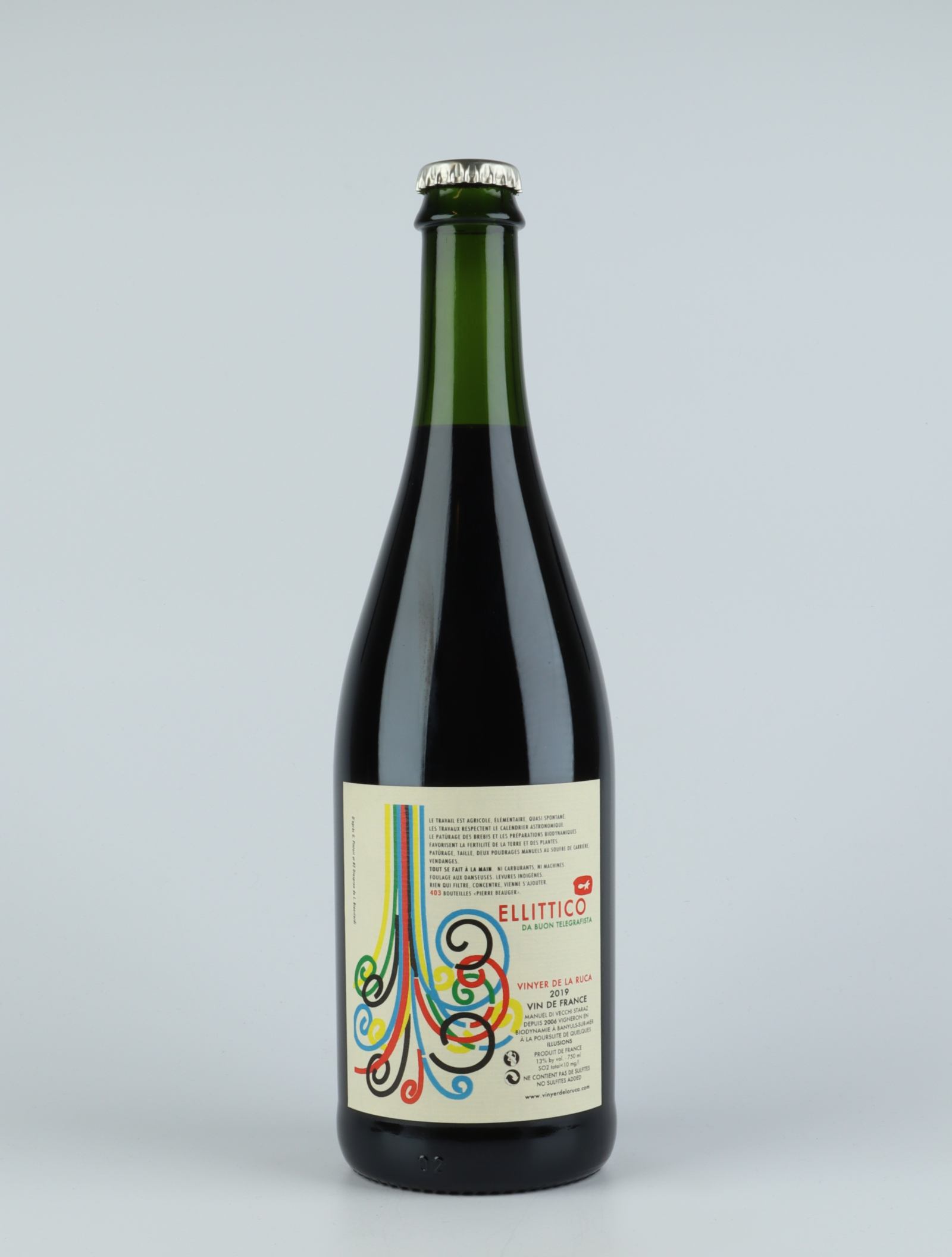 A bottle 2019 Ellittico Red wine from Vinyer de la Ruca, Roussillon in France