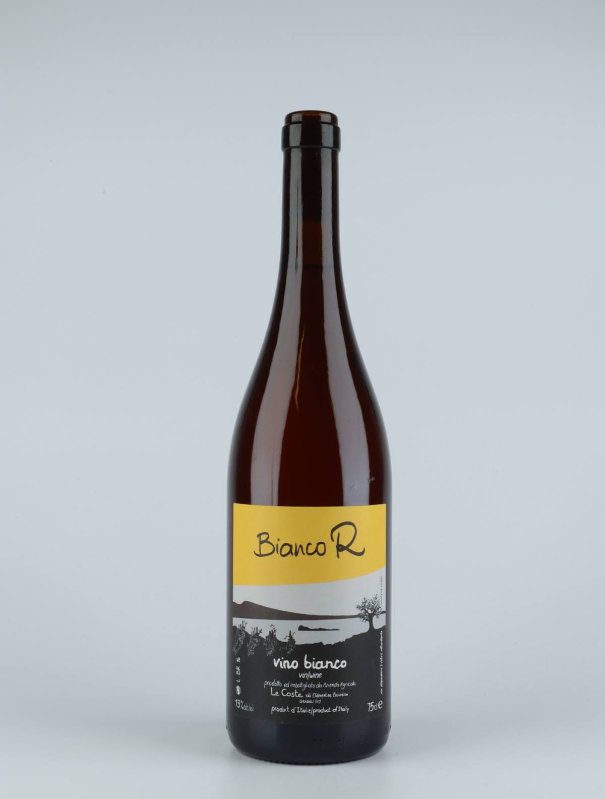 En flaske 2016 Bianco R Orange vin fra Le Coste, Lazio i Italien
